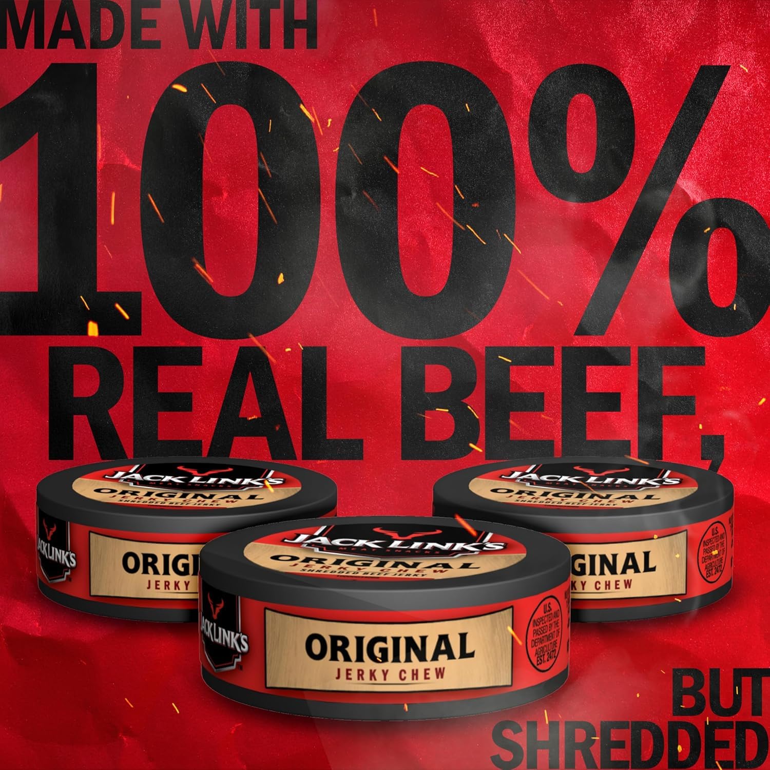 Jack Link's Teriyaki Beef Jerky Chew - (36 Pack) 0.32 oz Tins - Ready to Eat Protein Snacks - 4g Protein per Serving - Made with 100% Real Beef