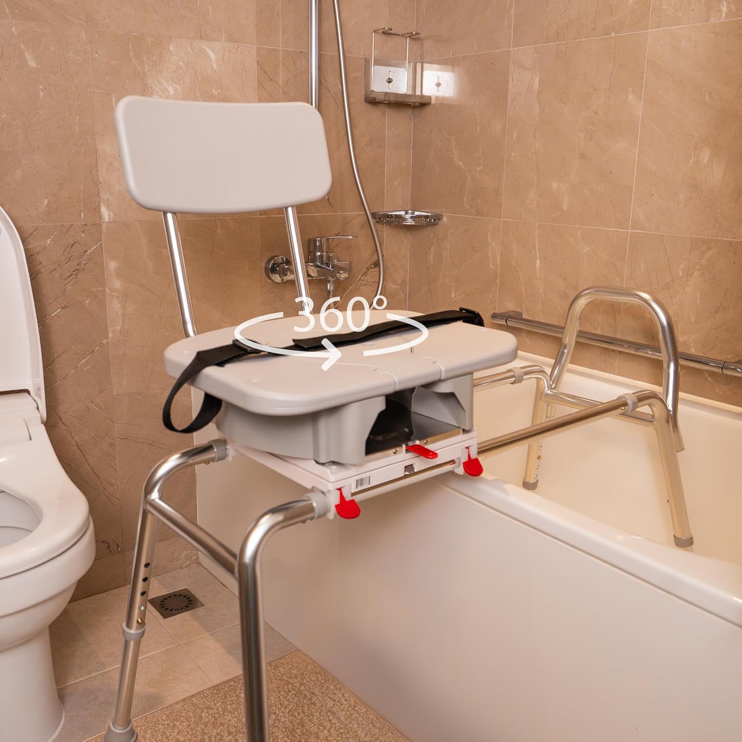 Tub Transfer Bench with Swivel Seat, for Elderly & Disabled, Standard | Eagle Health Supplies Sliding Shower Chair for Inside Shower, FSA/HSA eligible, Height Adjustable, 77662