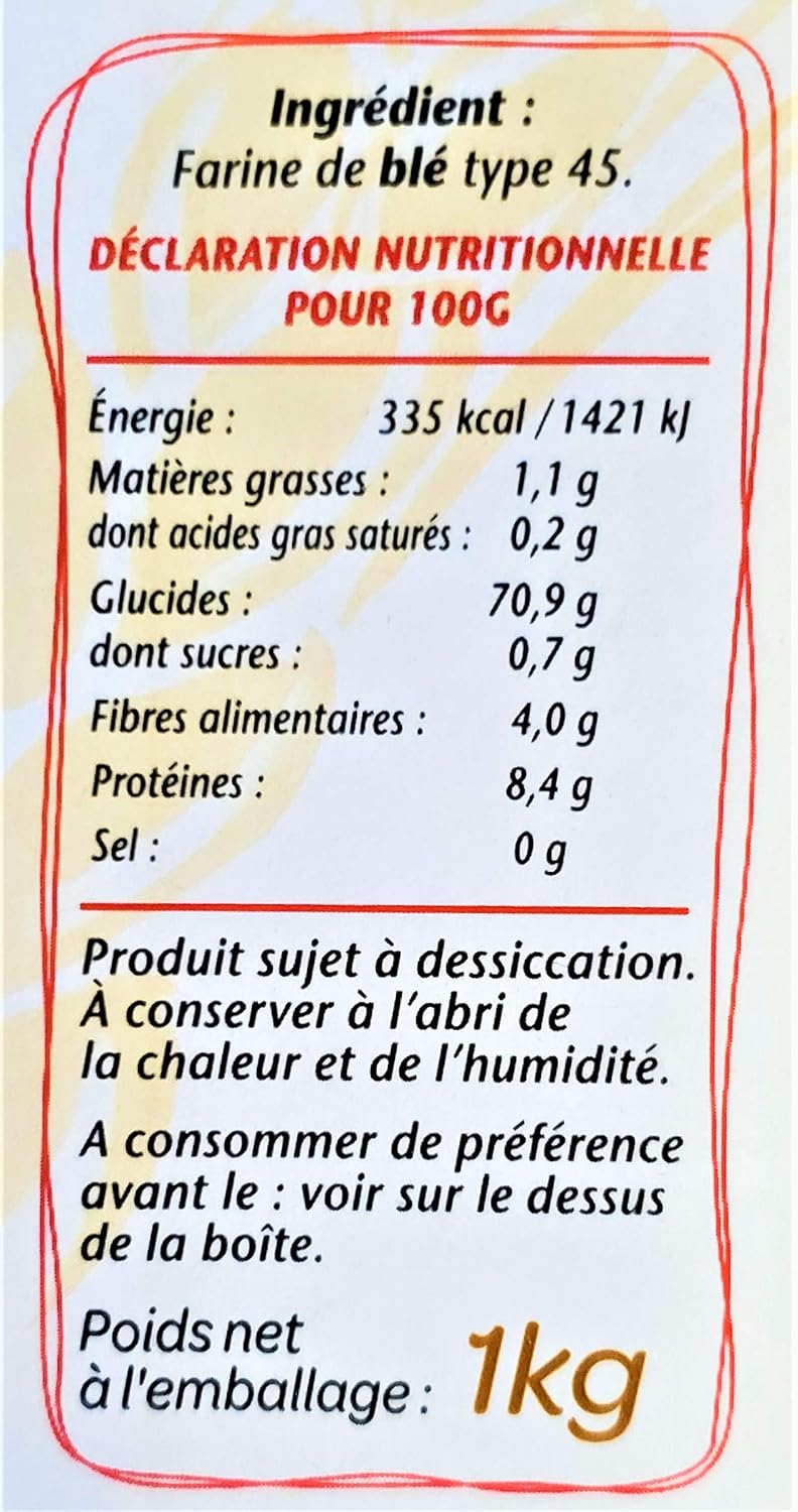 Francine Farine de ble Supreme - French T45 Supreme Wheat Flour 1kg