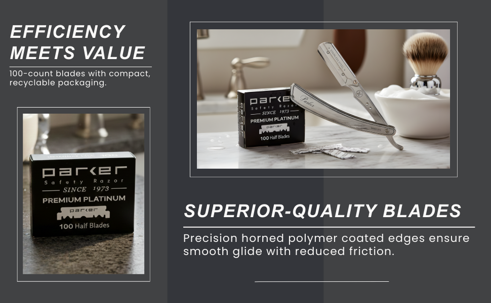Parker Safety Razor, Premium Platinum Single Edge Razor Blades -100 Count