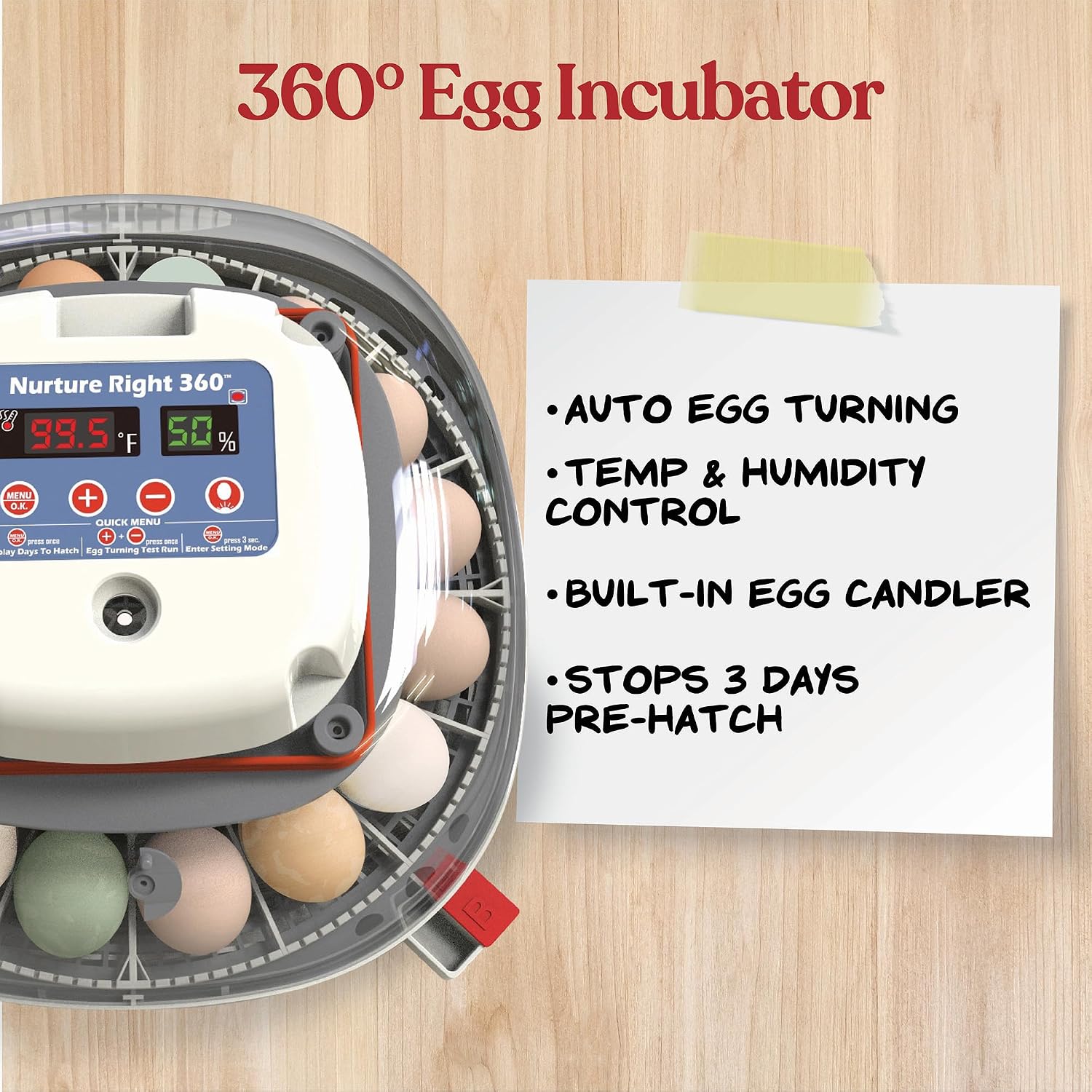 Harris Farms Nurture Right Egg Incubator with Auto Turner, Holds 22 Eggs