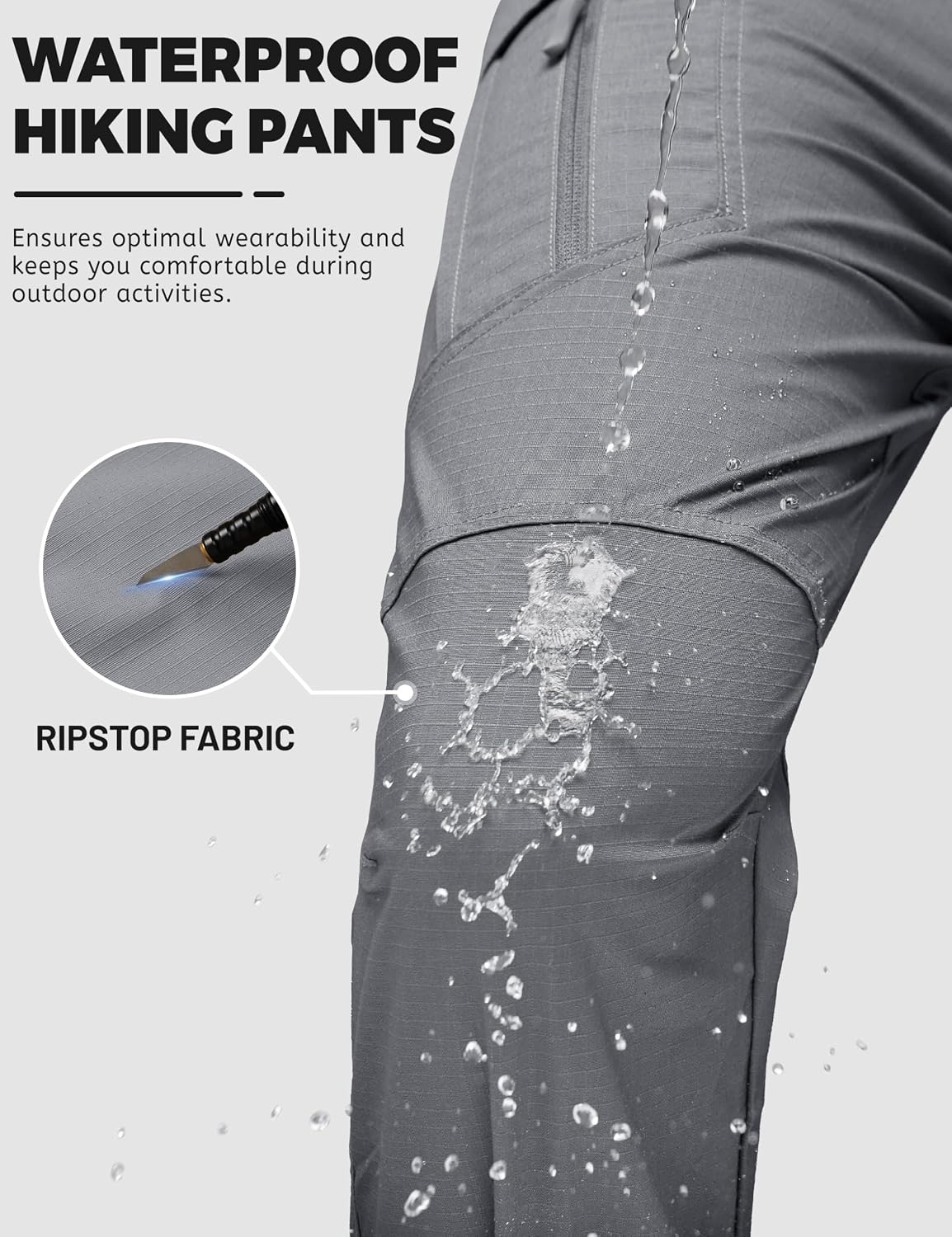 TACVASEN Men's Tactical Pants Waterproof Hiking Work Pants for Men Construction Stretch Cargo Trousers 9 Pockets