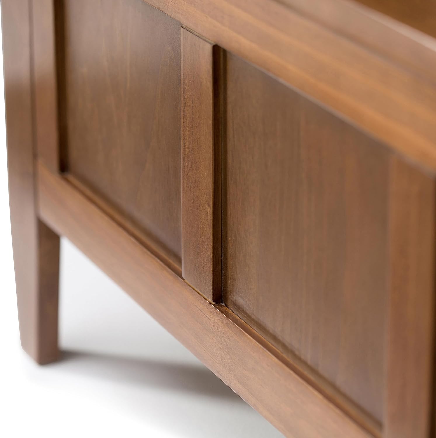 SIMPLIHOME Connaught 30" Wide Solid Wood Storage Bench in Chestnut Brown | Contemporary entryway bench with lift-up lid and hidden storage; mudroom, hallway, foyer, or shoe bench.