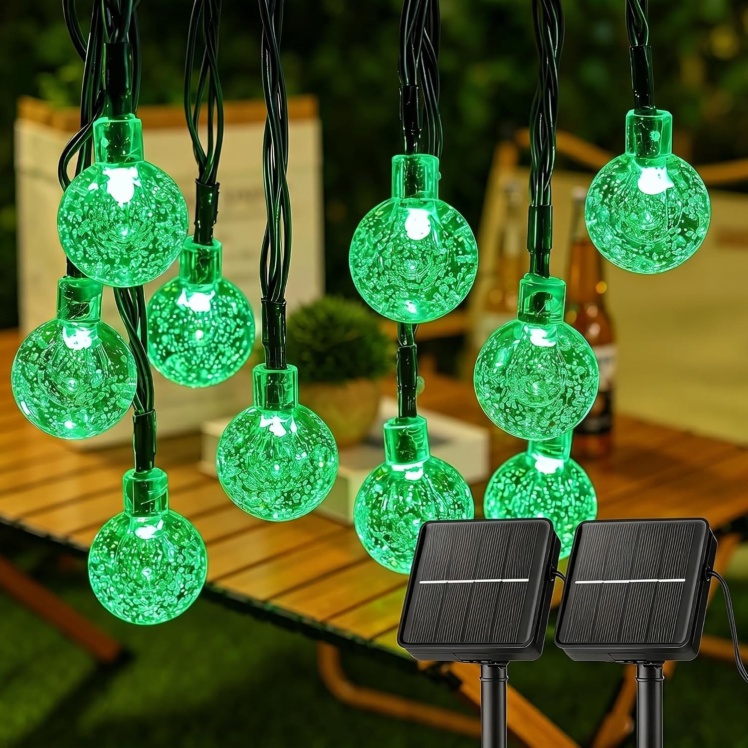 Brightown Solar String Lights Outdoor 60 Led 35.6 Feet Crystal Globe Lights with 8 Lighting Modes