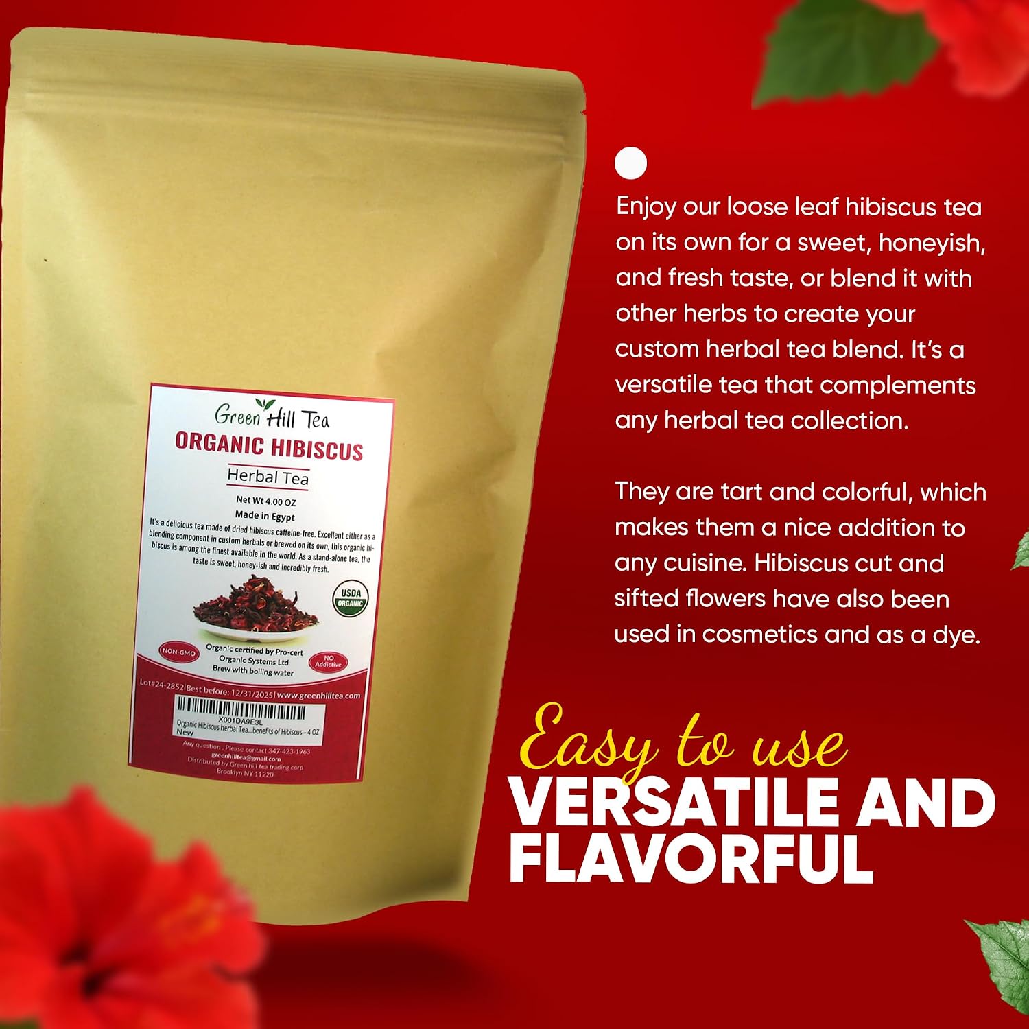 Green Hill Tea Osmanthus Flower Dried – Premium– Fragrant Osmanthus Dried Flowers -Loose Leaf Tea – 100% Pure, Natural, Non-GMO – Great for Brewing, Baking & Infusions 4 OZ