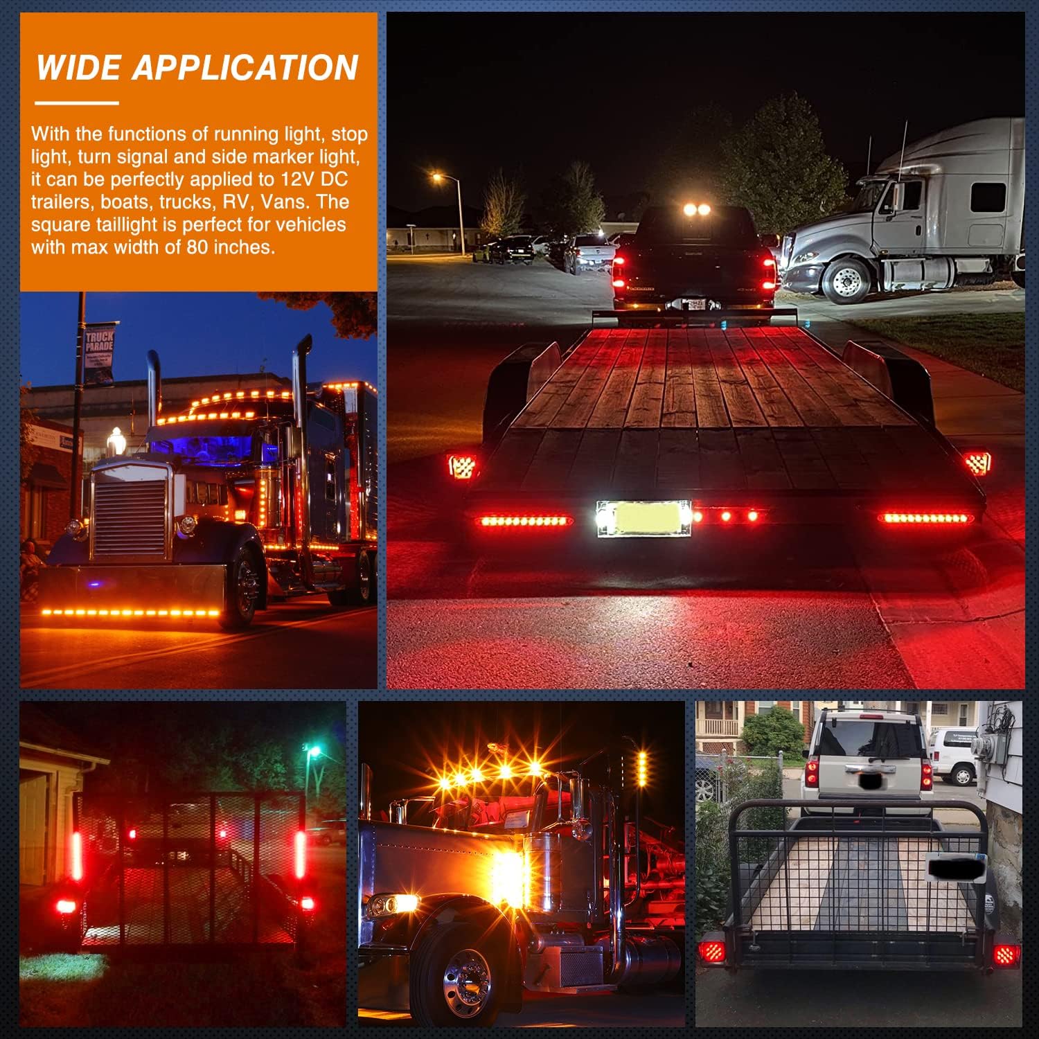 Nilight Square Submersible LED Trailer Light Kit,IP68 Waterproof 2PCS