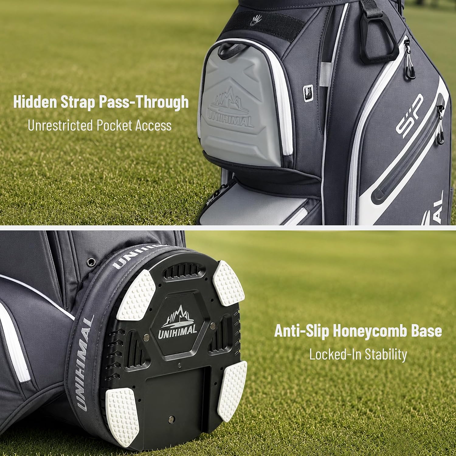 StablePoint Golf Cart Bag with 14-Way Full-Length Divider Top | S&T-Lock Golf Bag for Men with Magnetic Pocket, Cooler Pocket & Rain Cover