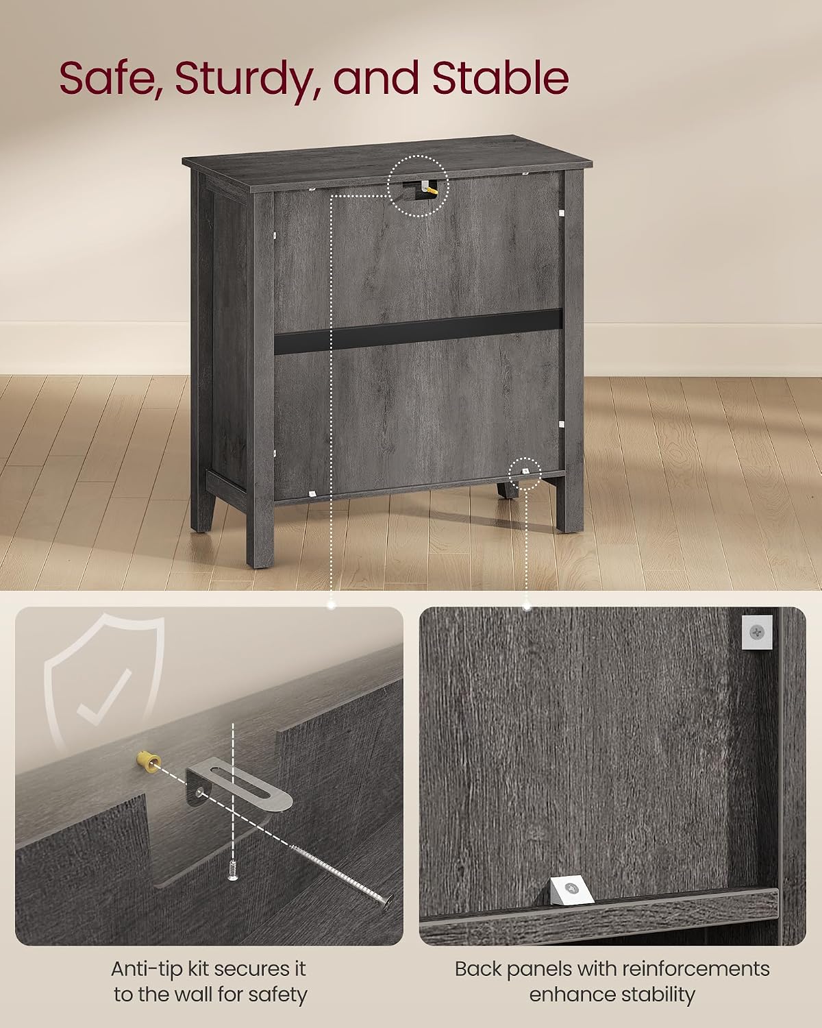 VASAGLE LIRY Collection - Storage Cabinet, Buffet Cabinet, Sideboard, Credenza, with Adjustable Shelves, for Entryway, Rustic White and Honey Brown ULSC381W01