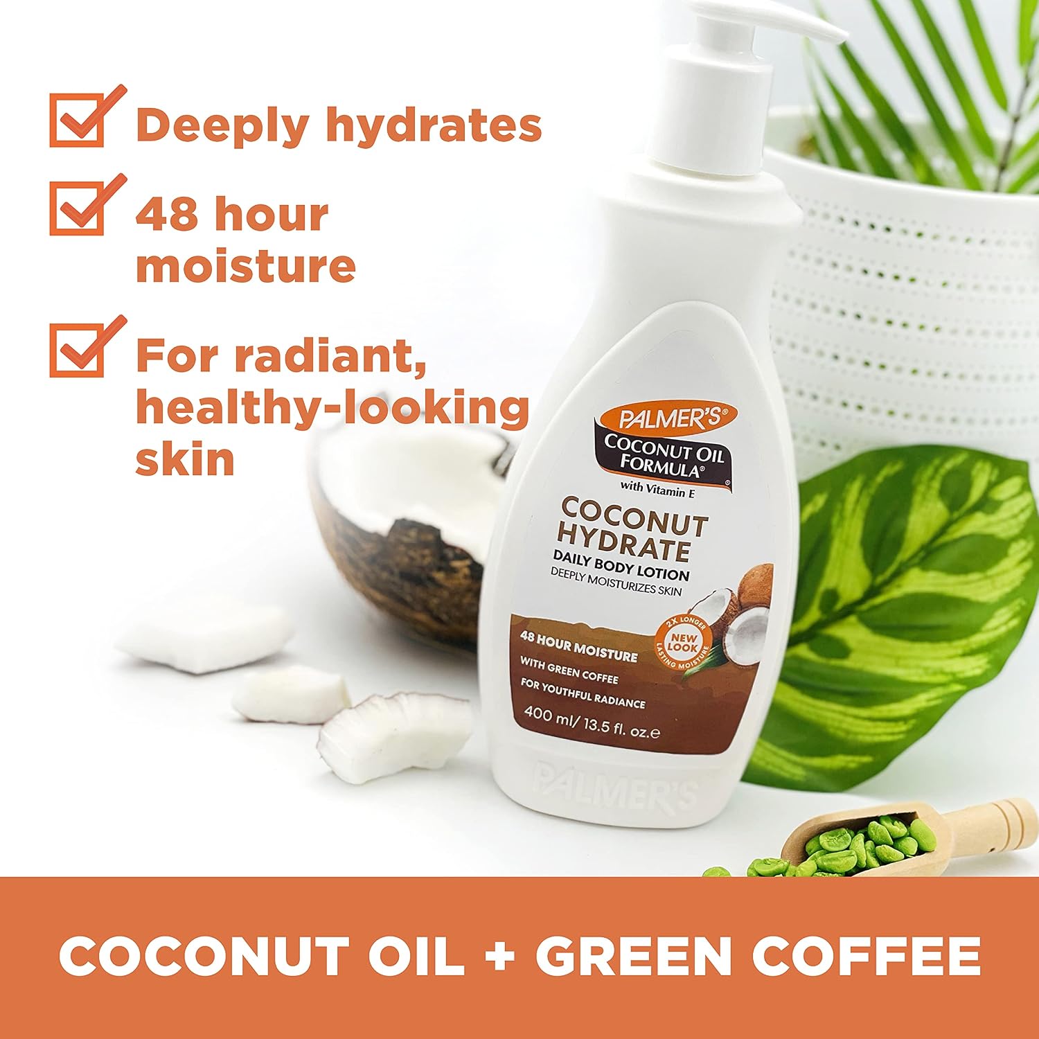 Palmer's Coconut Oil Formula Body Lotion for Dry Skin (13.5 Fl Oz) | A hydrating hand and body moisturizer with Green Coffee Extract and Vitamin E for 48 hour moisture and radiant skin