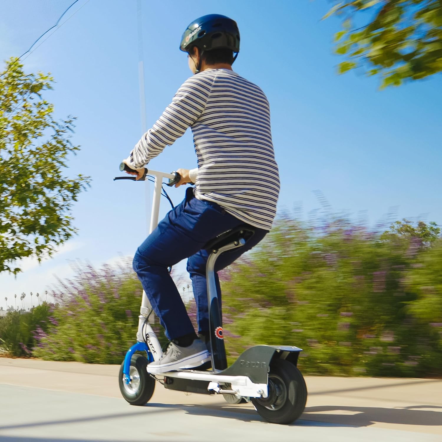 Razor E300S Seated Electric Scooter for Kids Ages 13+ - 9" Pneumatic Tires, Removable Seat, Up to 15 mph and 40 min of Ride Time