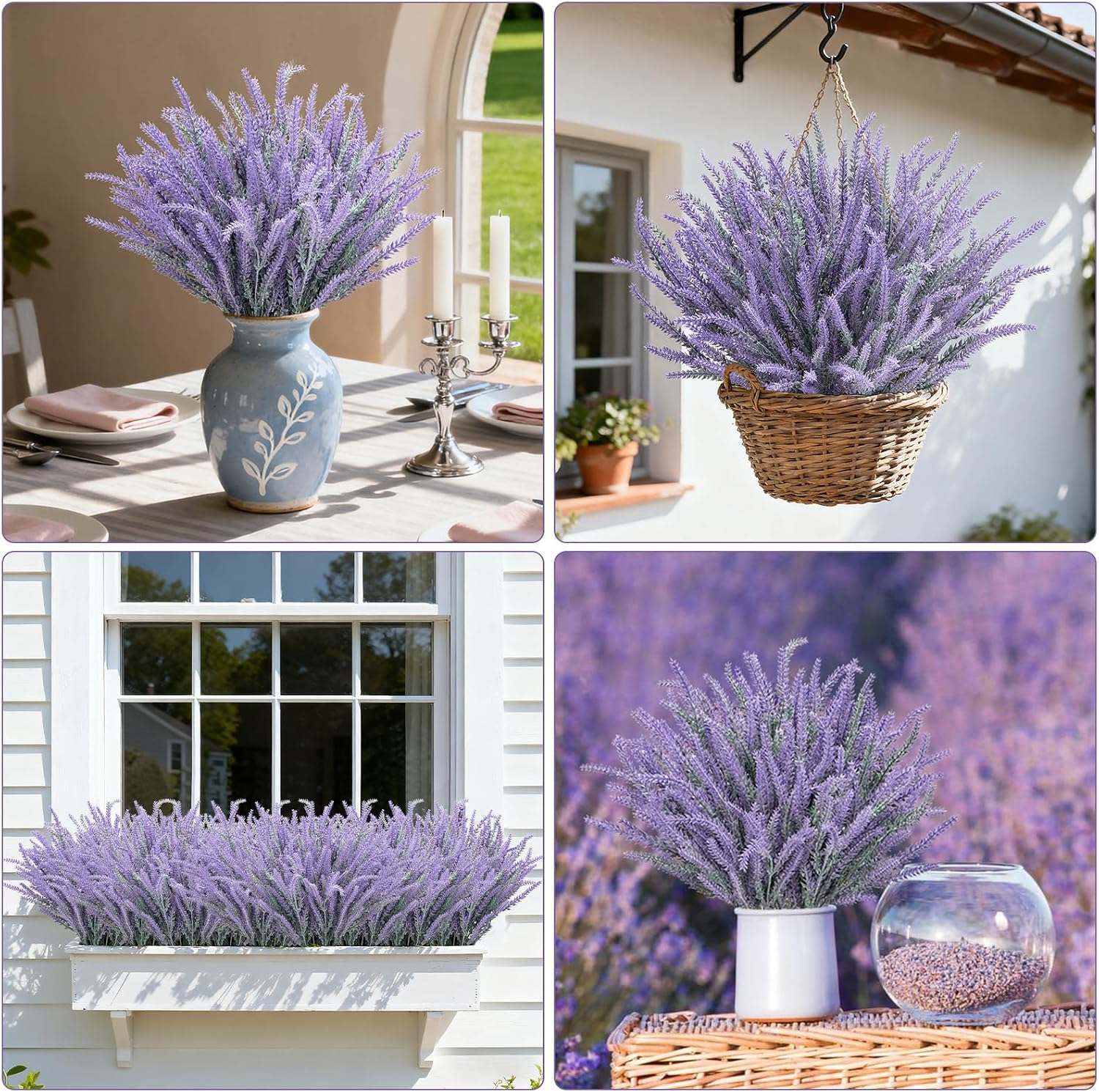 10 Bundles Fake Flowers Artificial Lavender Plants, Purple