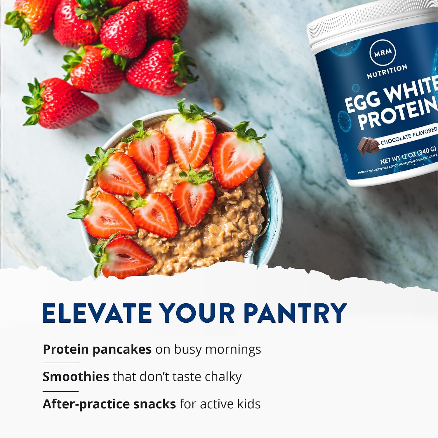 MRM Nutrition Egg White Protein - 23g Fat-Free Protein - 20 Servings | Free of Dairy & Gluten, Sugar Free Vanilla Flavored Powder, With Digestive Enzymes, and Soy, High Biological Value