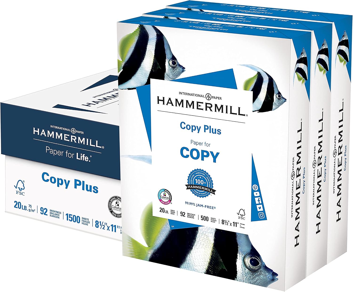 Hammermill Copy Plus 8.5-Inch x 11-Inch Copy Paper, 20 lbs., 92 Bright, 500 Shts/RM, 3RM/CT (105040)