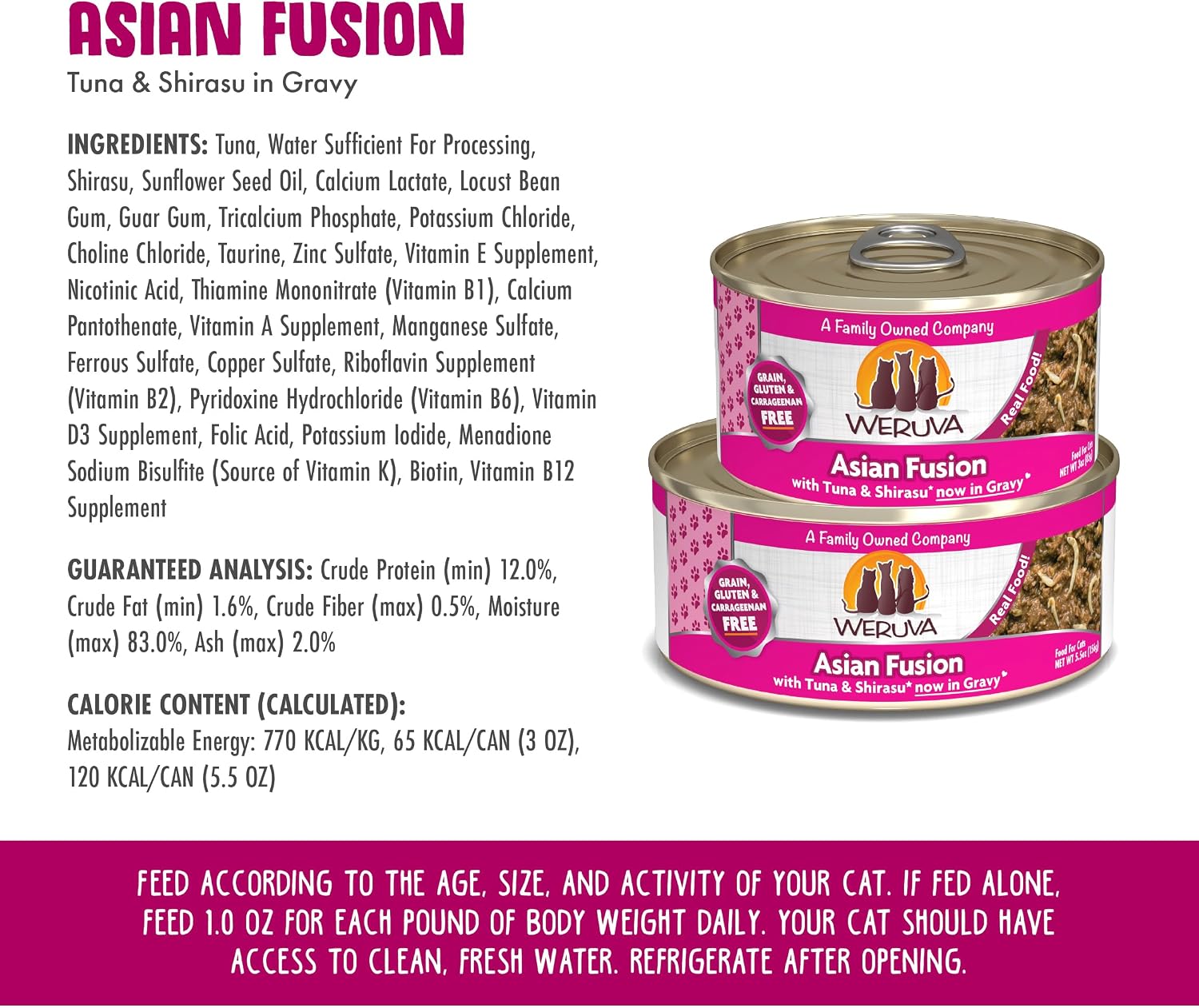 Weruva Classic Cat Food, Paw Lickin’ Chicken with Chicken Breast in Gravy, 3oz Can (Pack of 24)