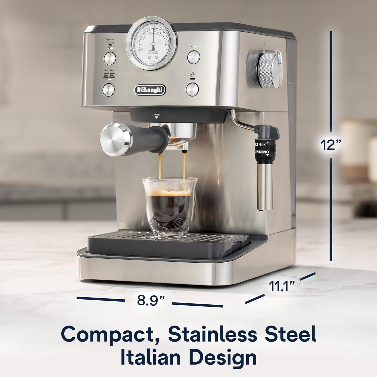 De'Longhi Stilosa Compact Manual Espresso Machine, Manual Milk Frother