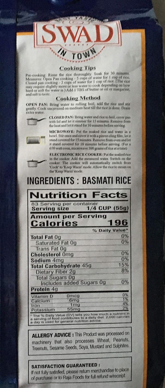Swad XXL 1121 Sella Basmati Rice Parboiled Extra Long - 10 Pound