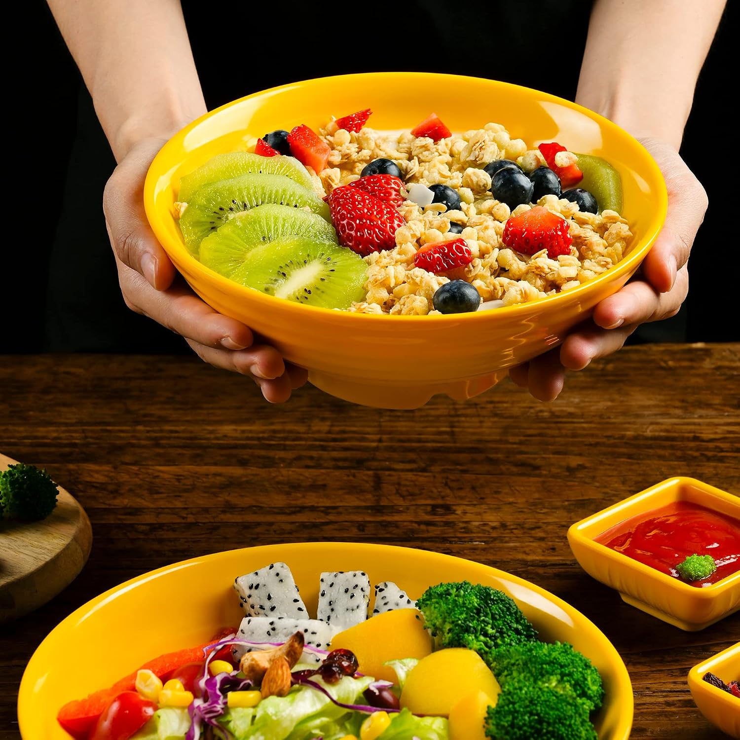Unbreakable Ramen Bowl Set with Chopsticks and Spoon: 2 large Japanese Style Melamine Ramen Bowls