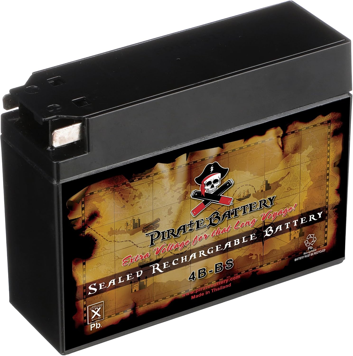 Pirate Battery YTX20HL-BS 310 CCA Maintenance-Free 12V 19Ah Battery Replacement for ATV, Harley Davidson Motorcycle, Jet Skis, Scooter, UTV, and More - Nut and Bolt (T3) Terminal