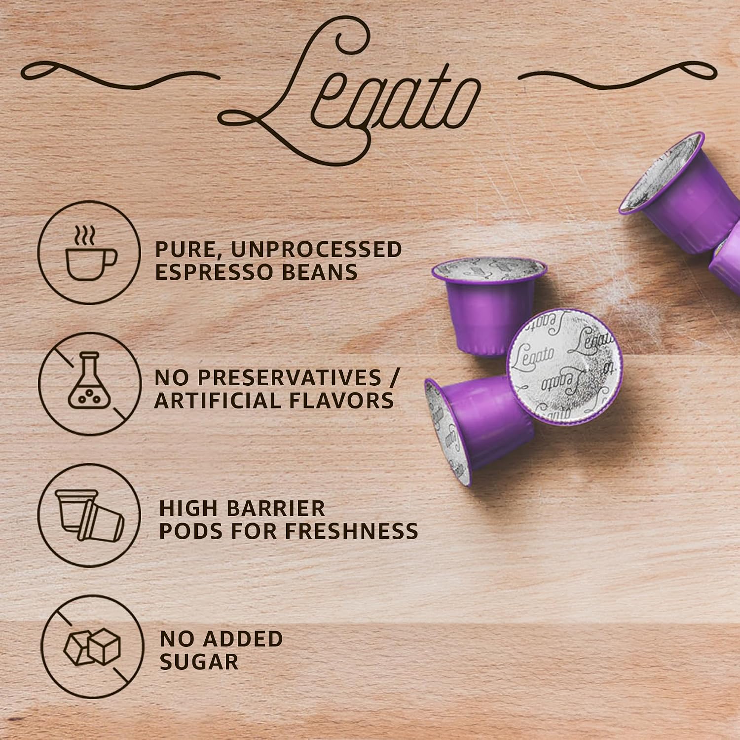 Legato Espresso Capsules - 10/100 count - Single-Serve Coffee Pods - Compatible with Nespresso OriginalLine Machine - Cafe-style Coffee at Home (100, Hazelnut Strength 5)