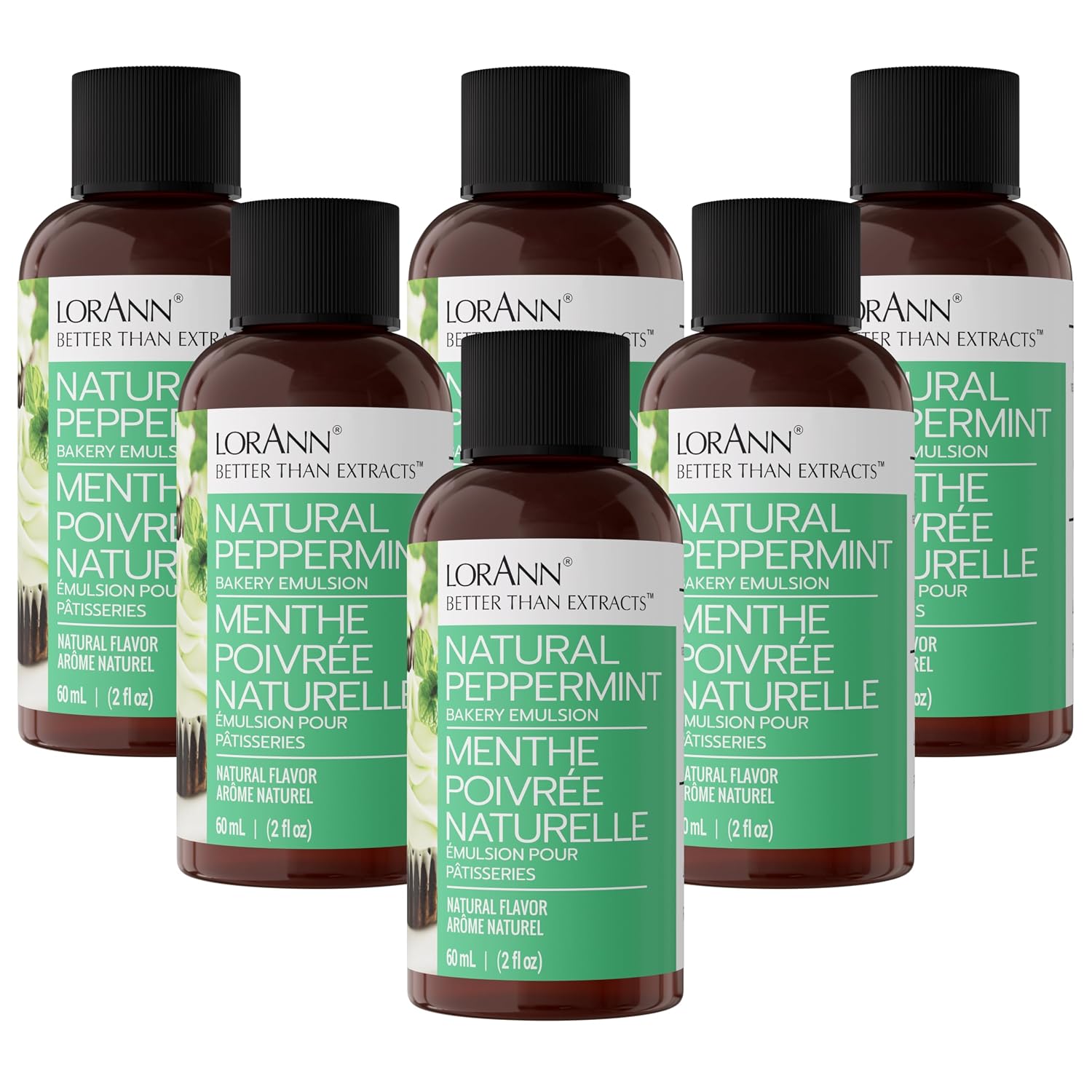 LorAnn Oils Peppermint Bakery Emulsion: True Essence, Ideal for Boosting Fruit Tones in Cakes, Cookies & Desserts, Gluten-Free, Keto-Friendly, Extract Substitute Essential for Your Kitchen, 16 Oz