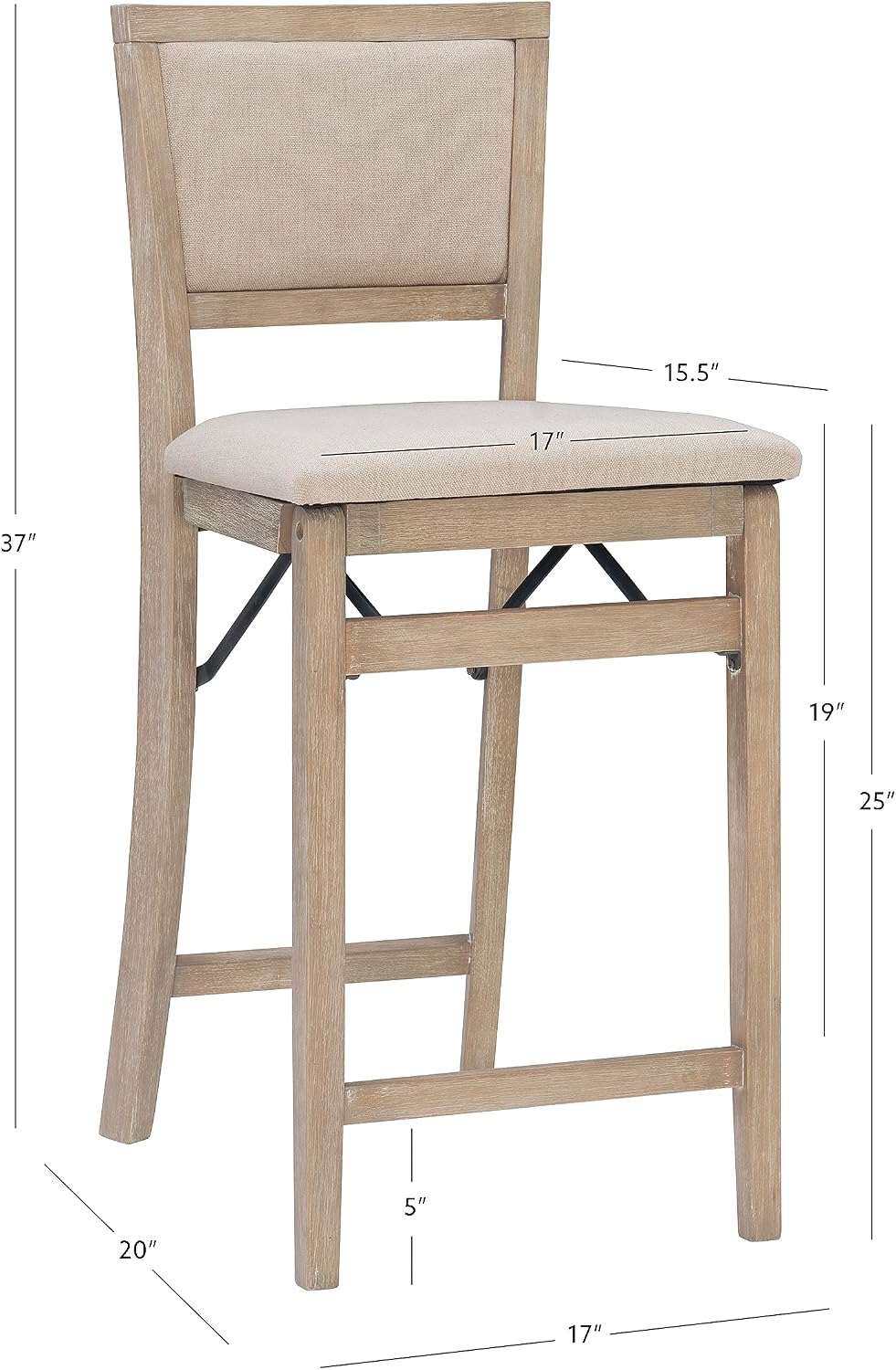 Linon Keira Pad Back Folding Bar Stool