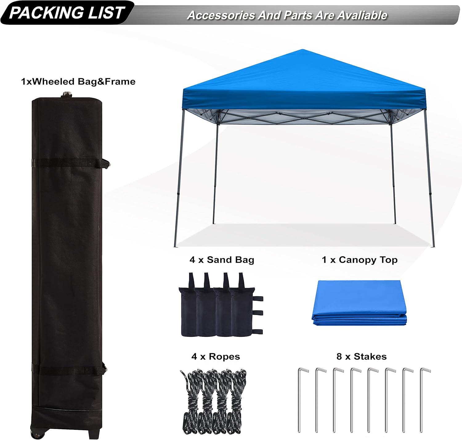 ABCCANOPY 11x11 Pop Up Canopy Tent, Stable Slant Leg Outdoor Shade, Black