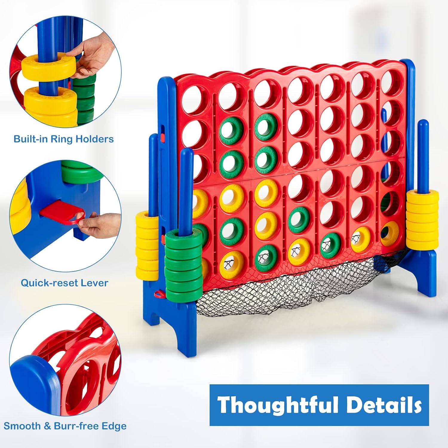 Costzon Giant 4-in-A-Row, Jumbo 4-to-Score Giant Game Set for Kids & Adults, Indoor Outdoor Yard Connect Game