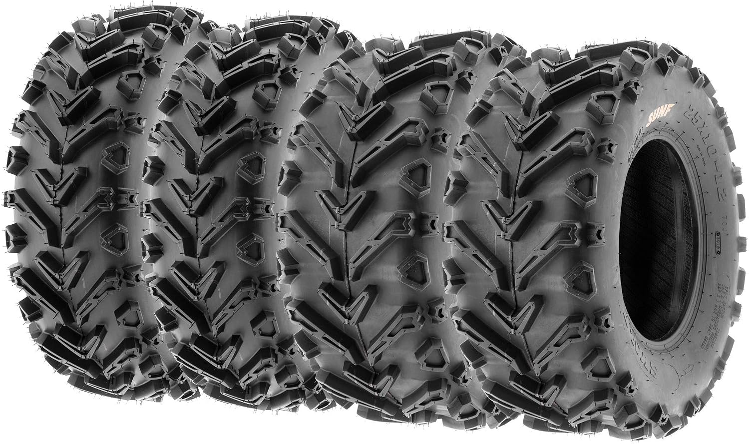 Set of 4 SunF A041 Mud & Trail 25x8-12 Front & 25x10-12 Rear ATV UTV off road Tires, 6 PR, Tubeless