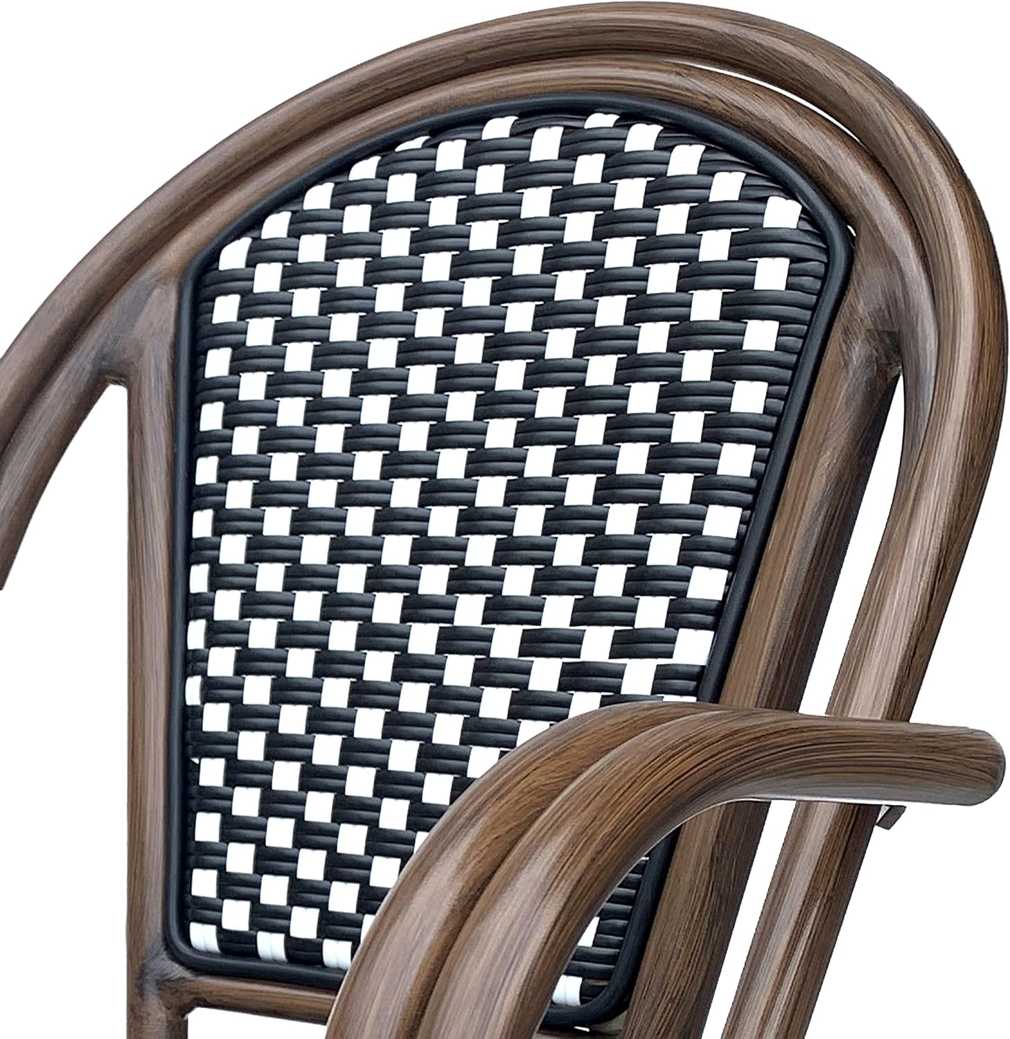 Christopher Knight Home Anastasia Outdoor French Bistro Chair (Set of 2), Black + White + Bamboo Print Finish
