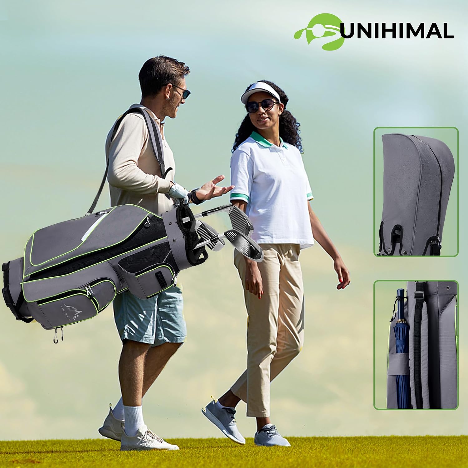 14-Way Golf Cart Bag, Full-Length Divider, Large Storage | Handles,Rain Cover,Multiple Pockets
