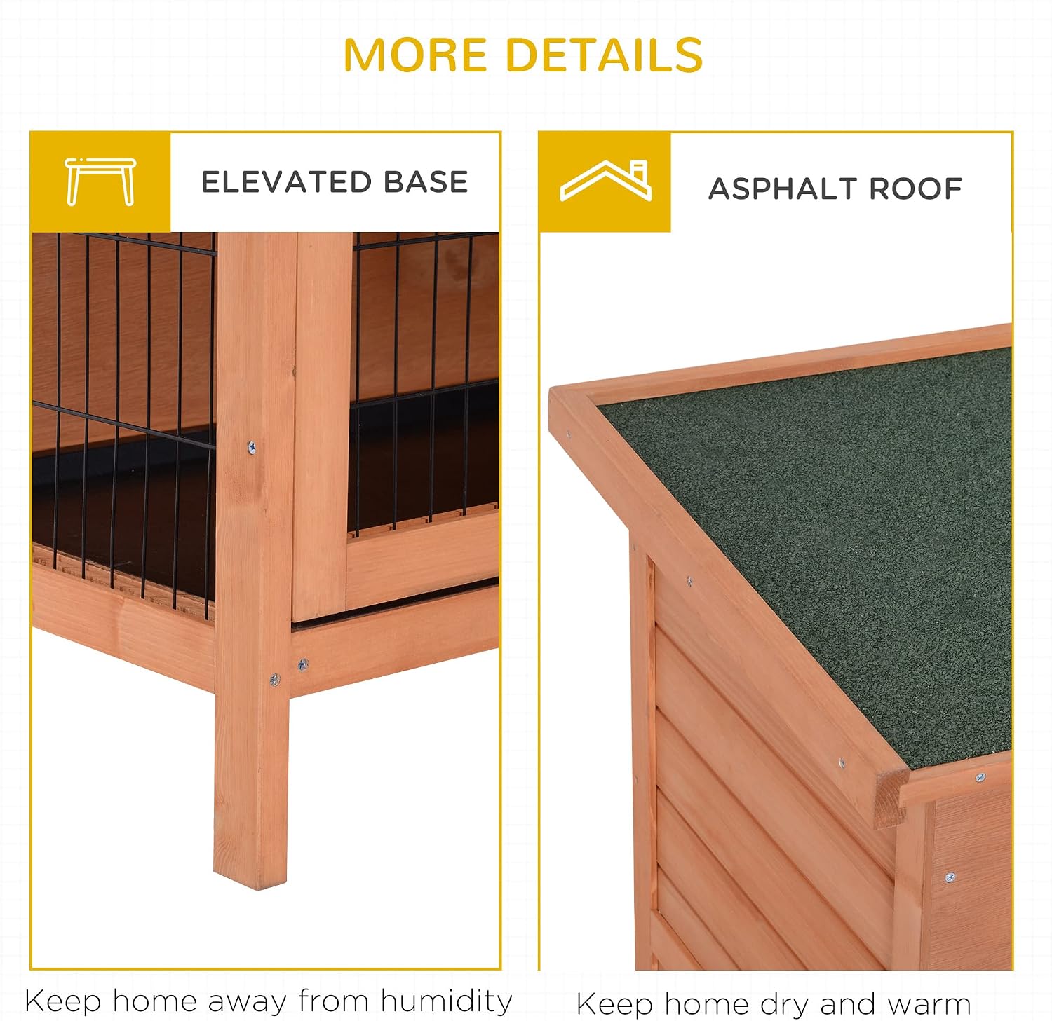 PawHut 54" 2-Story Large Rabbit Hutch Bunny Cage Wooden Pet House Small Animal Habitat with Lockable Doors, No Leak Tray and waterproof Roof for Outdoor/Indoor Orange | Wooden Pet House, Small Animal Habitat, No Leak Tray, Waterproof Roof, for Chickens D…