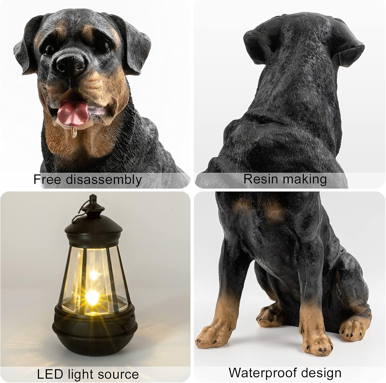 Notakia Golden Retriever Statue Outdoor with Solar Led Home Garden Decoration Windproof Lamp Realistic Dog Decor(Golden Retriever &LED)