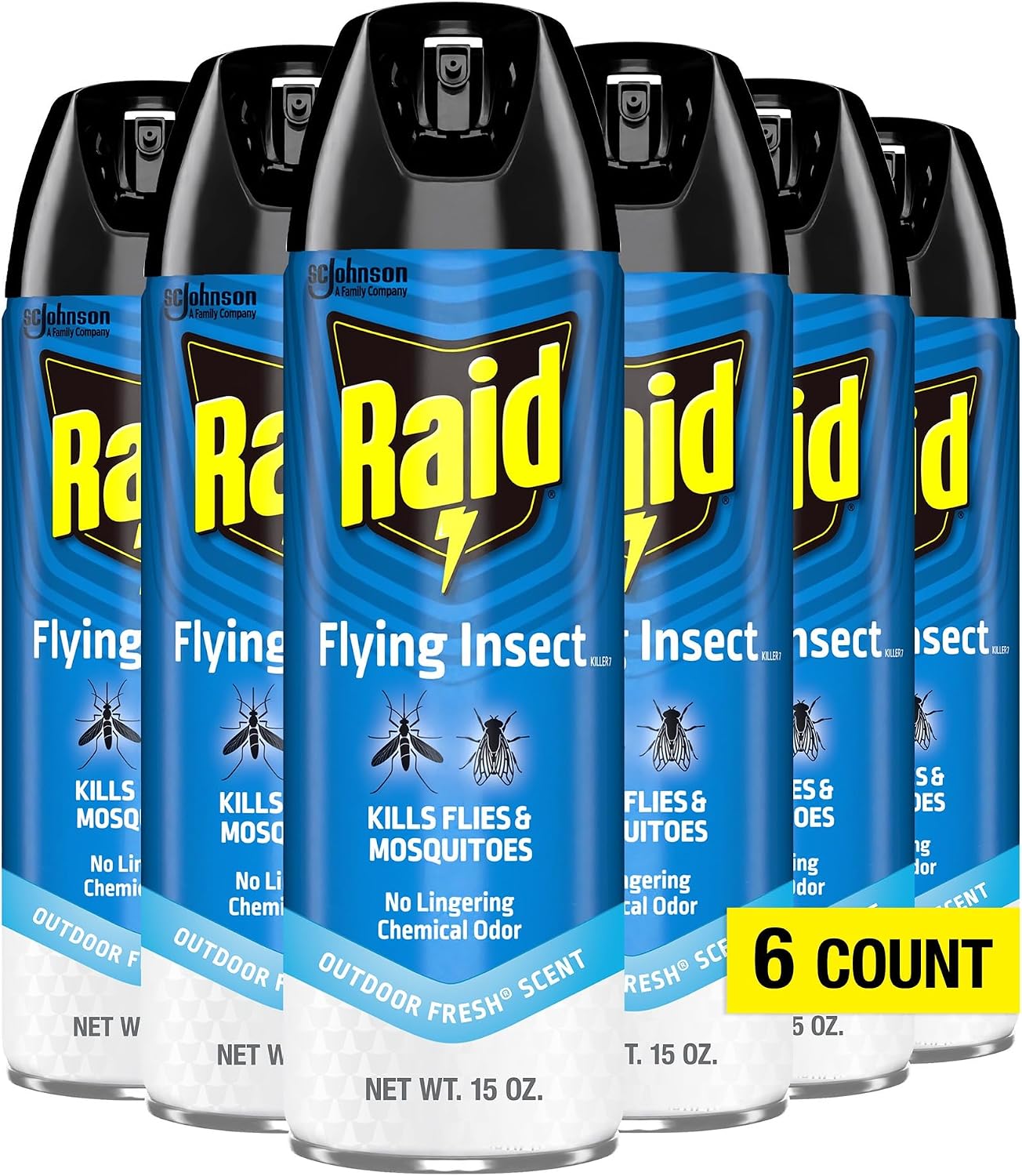 Raid Flying Insect Killer Mosquito and Fly Control No Lingering Chemical Odor Outdoor Fresh Scent 15 Ounce (Pack of 2)