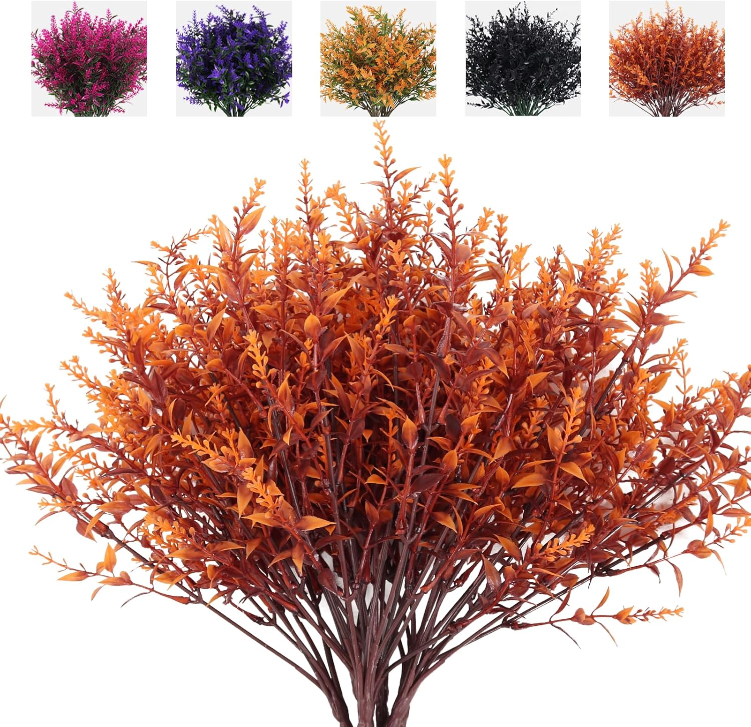 RECUTMS Artificial Greenery Lavender Fake Shrubs Flowers 8 Pcs UV Resistant