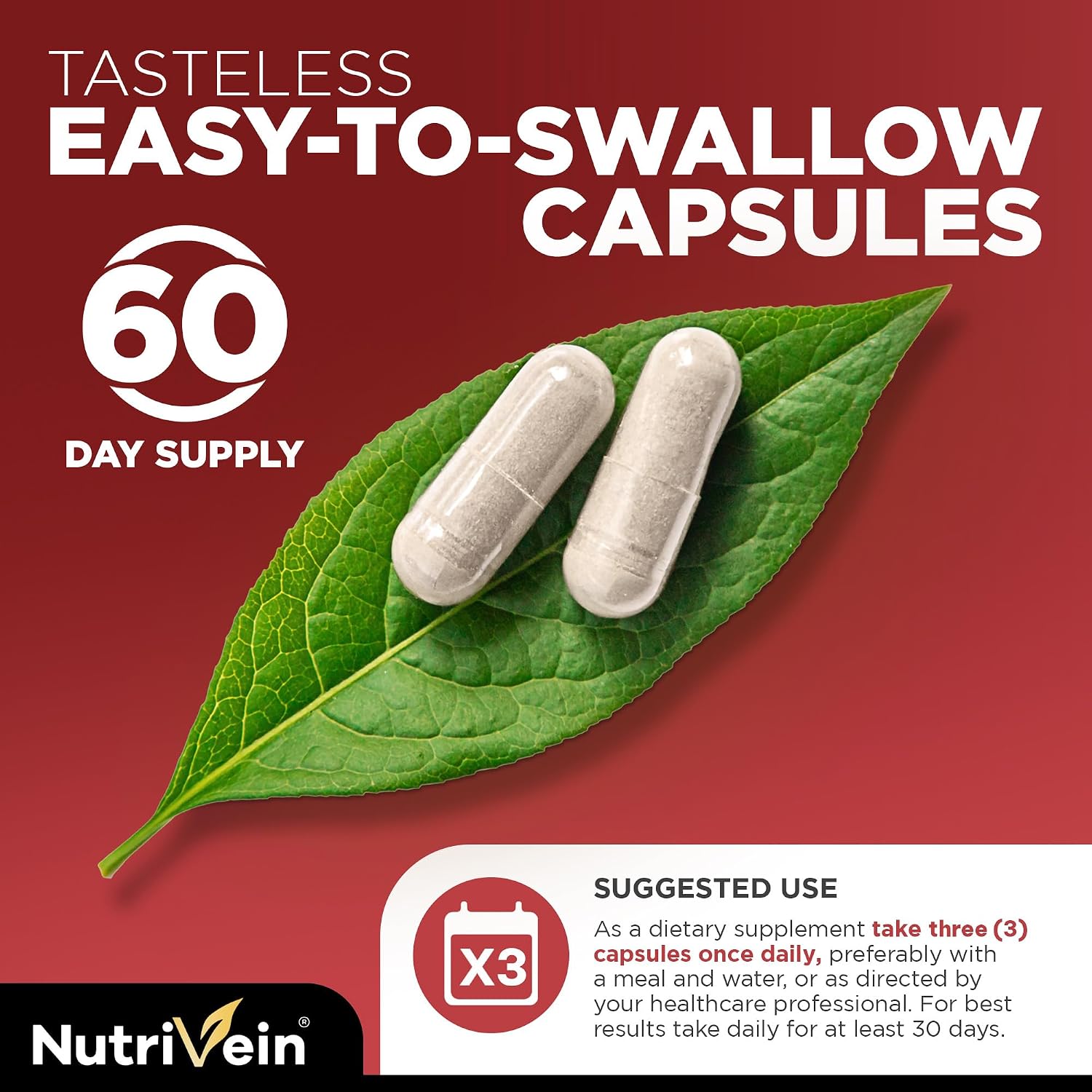 Nutrivein Korean Red Panax Ginseng 1600 mg - 180 Capsules, Extra Strength