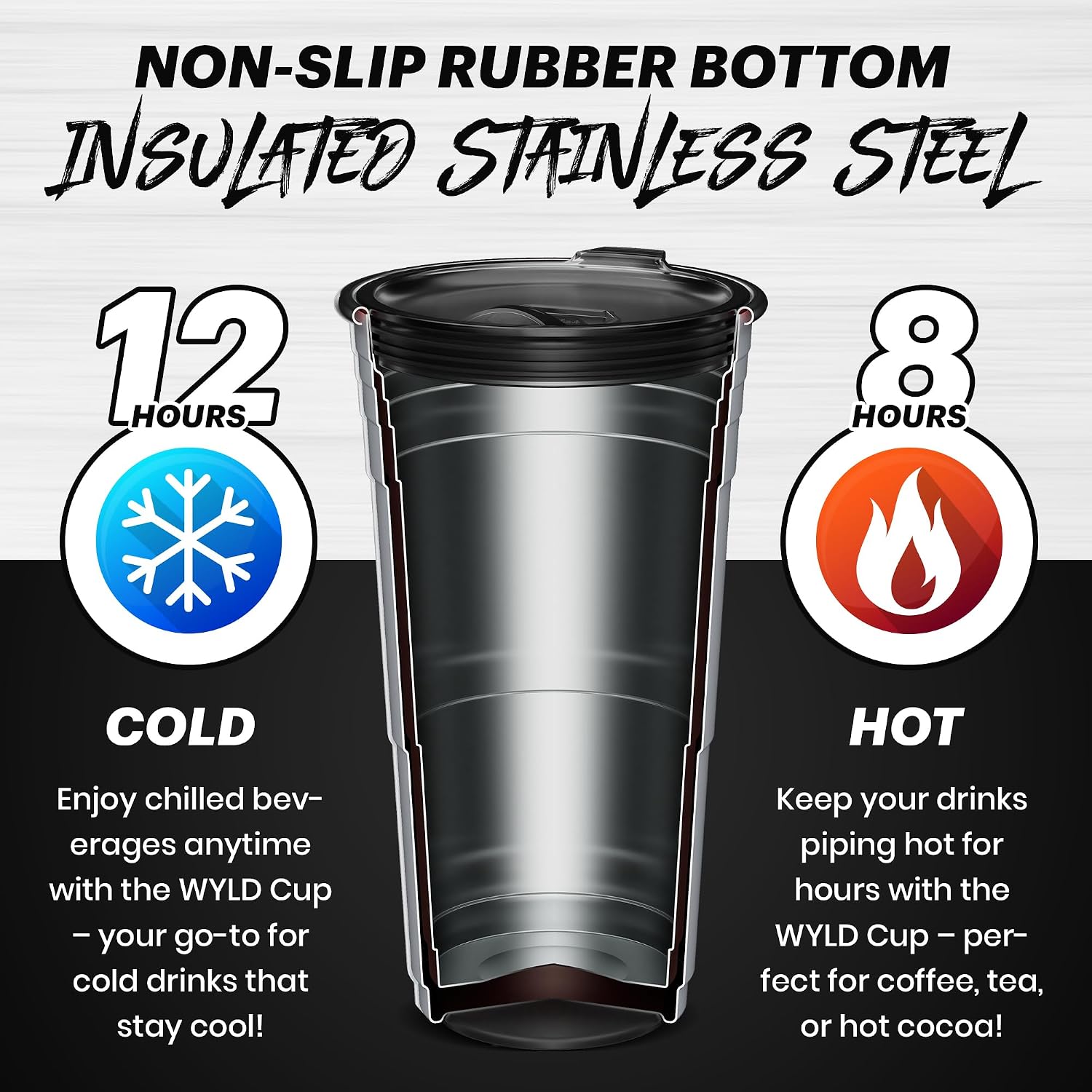 Wyld Gear Party Cup 24oz Red Stainless Steel Reusable Metal Cup with Lid
