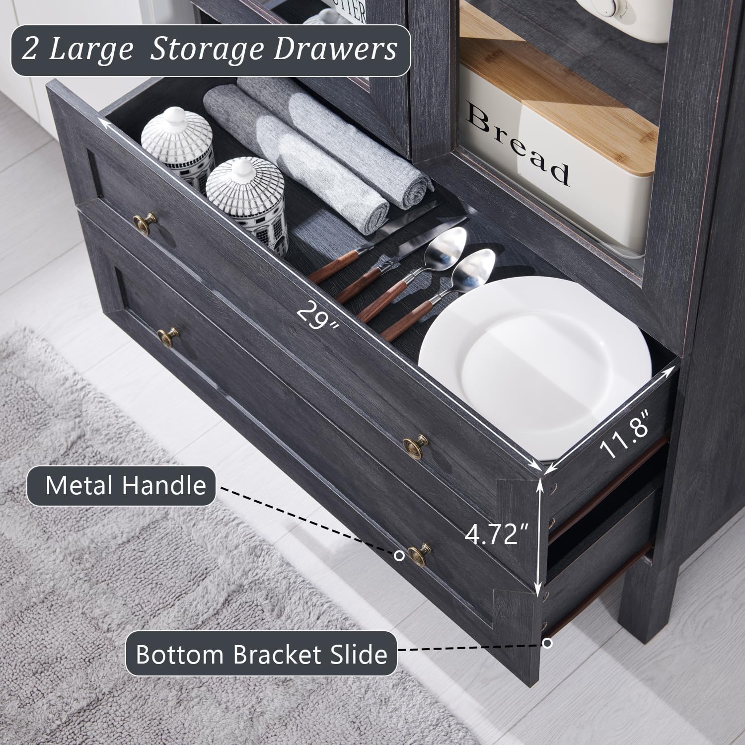 IFGET 71" Tall Arched Kitchen Pantry, Modern Farmhouse Wood Kitchens Storage Cabinets with 2 Large Drawers and Adjustable Shelves, Versatile Cupboard for Kitchen, Dining Room, Bathroom, Natrual