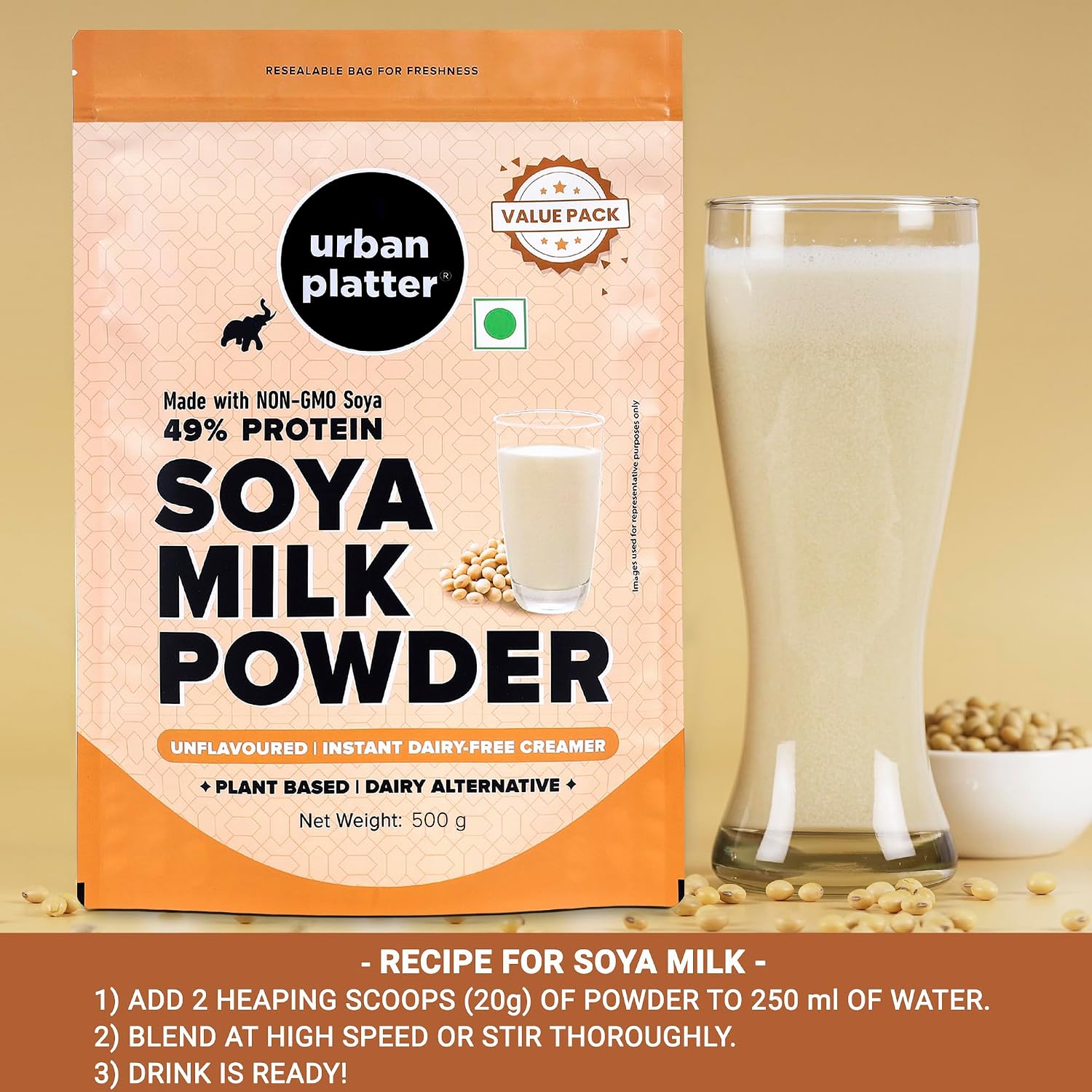 Urban Platter Soy Milk Powder, 400g