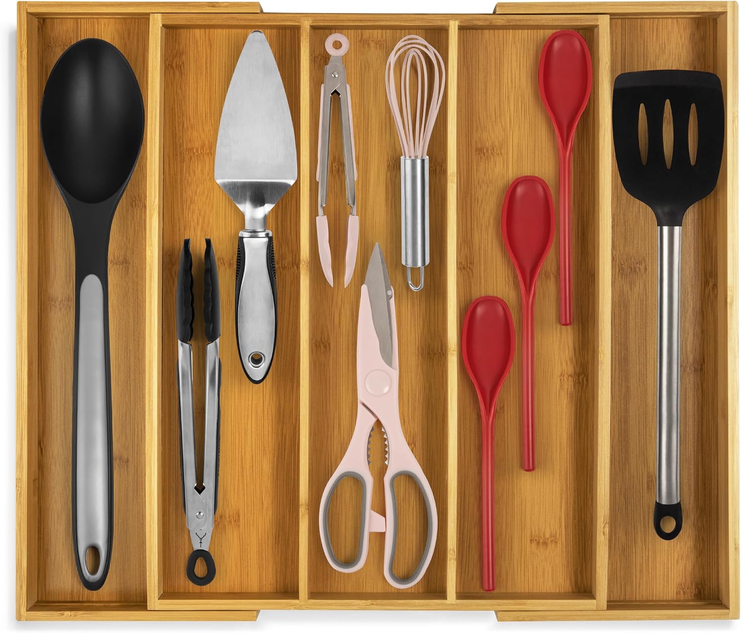 Purawood Kitchen Drawer Organizer - Expandable Utensil Drawer Organizer for Kitchen, Cutlery Tray & Silverware Organizer