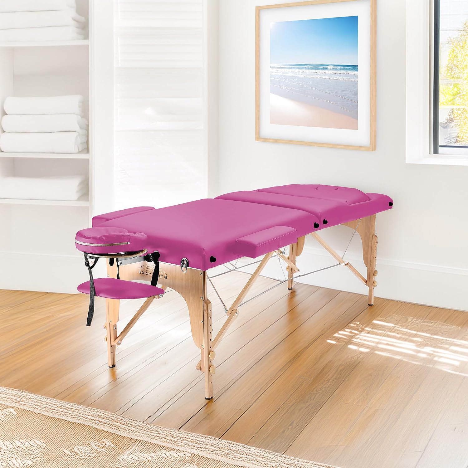 Saloniture Professional Portable Massage Table with Backrest - Black
