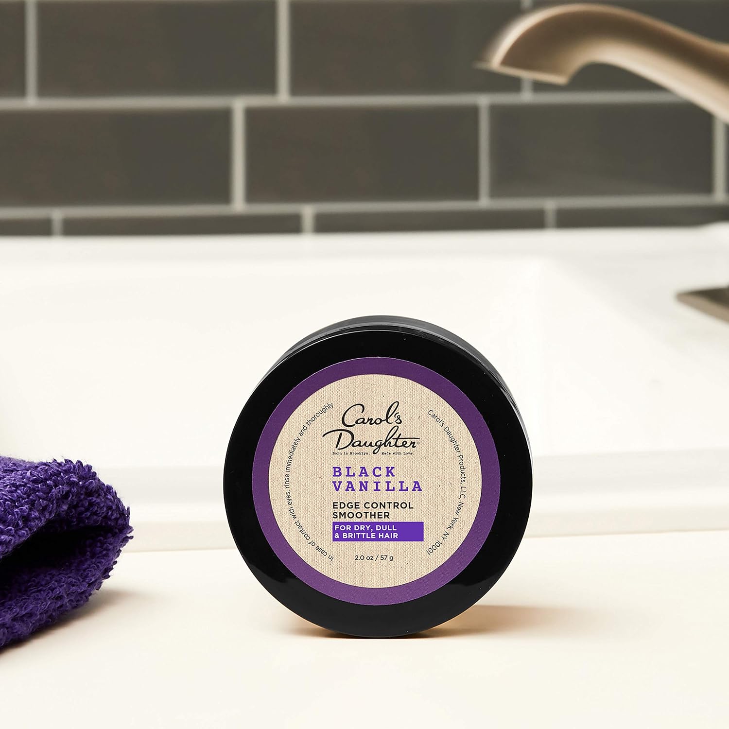 Carol's Daughter Black Vanilla Edge Control for Curly, Wavy or Natural Hair, Clear Edge Smoother for Dry, Dull or Brittle Hair, 2 Oz