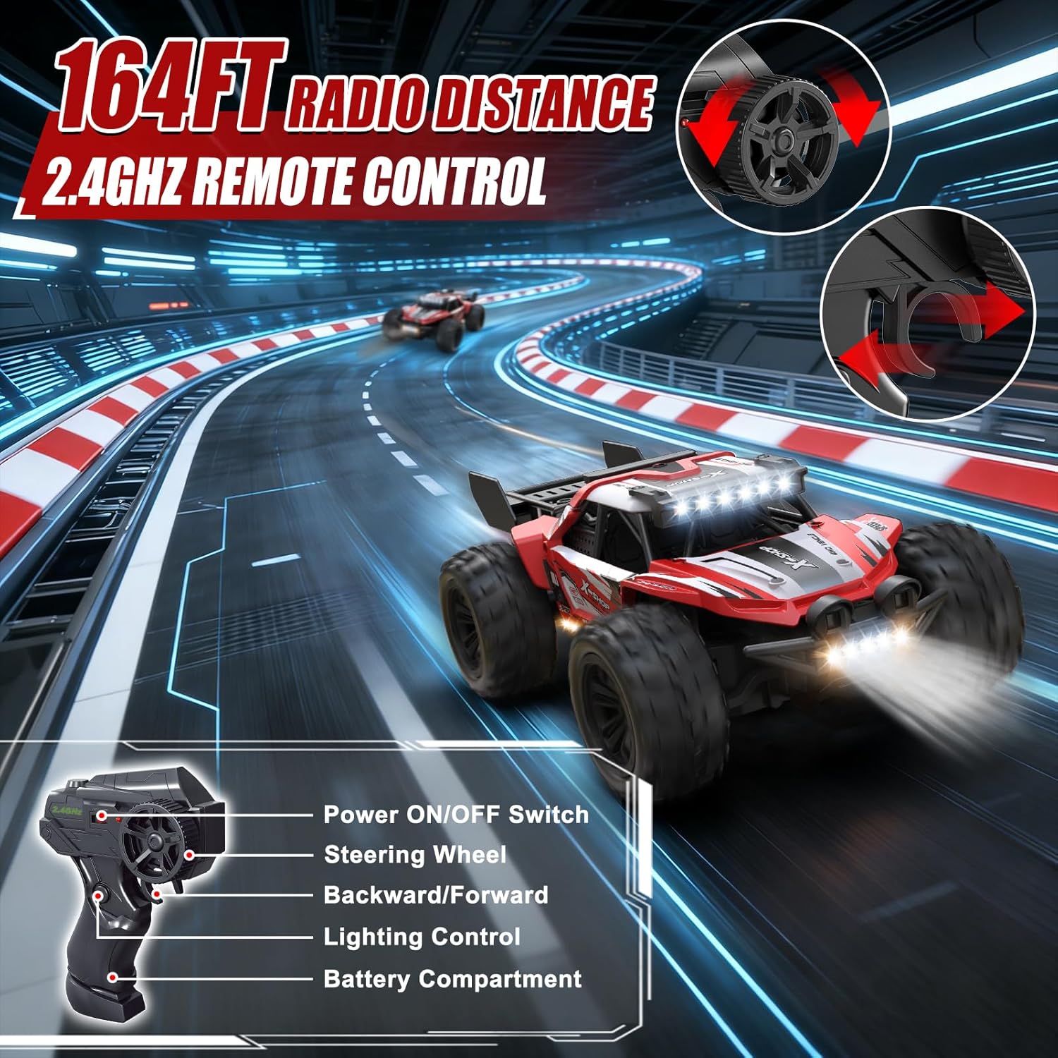 Remote Control Car, 4WD High Speed 30+KPH RC Cars for Boys Age 8-12, 2.4GHz RC Monster Truck Toys
