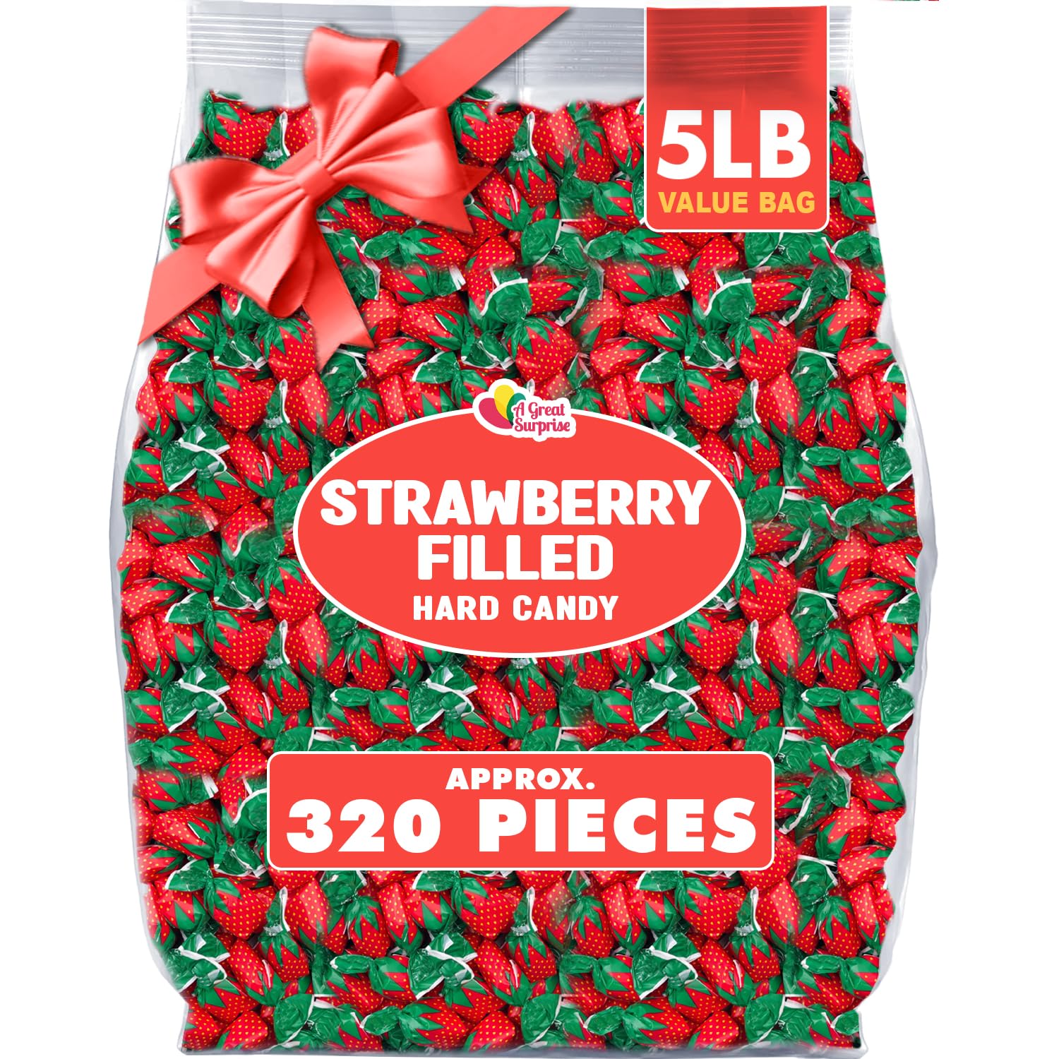 Strawberry Bon Bons – 5 lb Bulk Filled Hard Candy for Parties & Candy Bowls