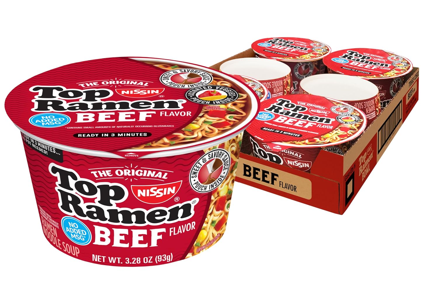 Nissin Top Ramen Noodle Soup, Chicken, 3 Ounce (Pack of 24) | Quick, convenient meal ready in minutes with just hot water.