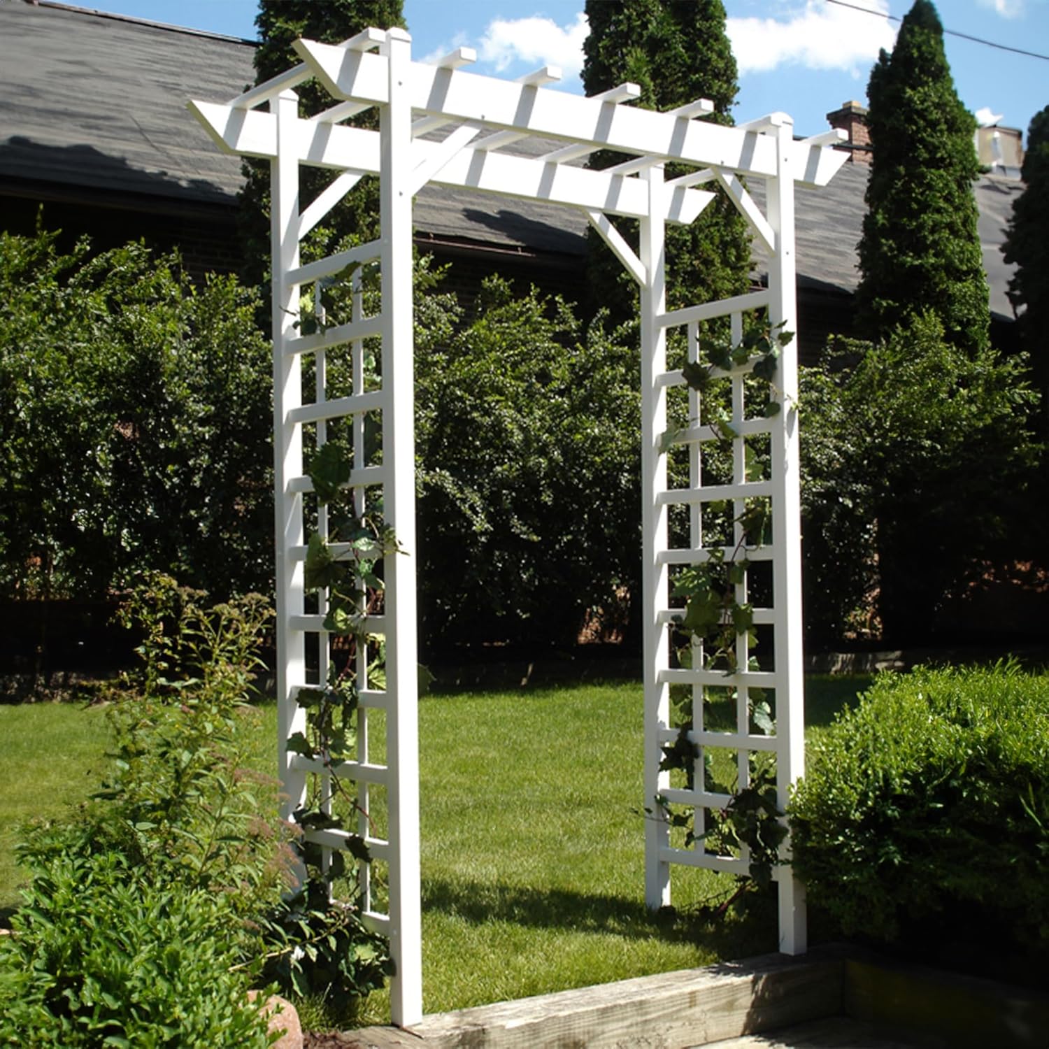 Dura-Trel Providence Arbor, Vinyl Garden Archway for Outdoors, 64" x 85"