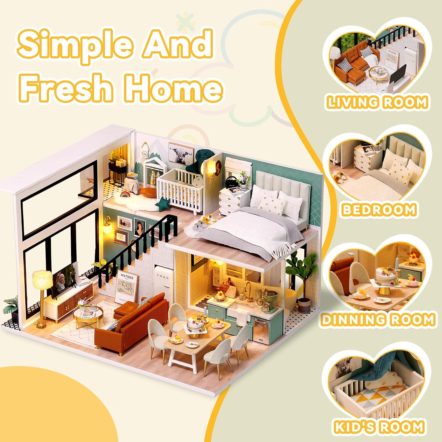 Flever Dollhouse Miniature DIY House Kit Creative Room with Loft Apartment Scene for Romantic Artwork Gift (Tranquil Life)