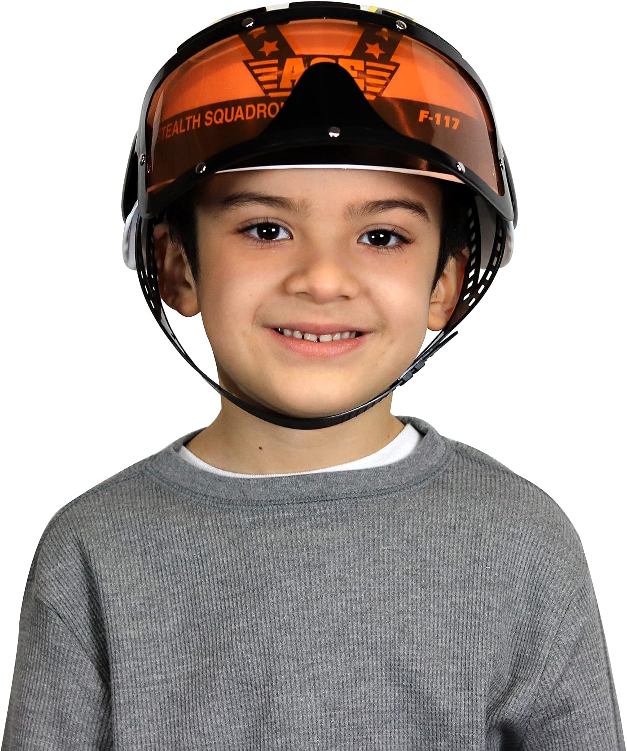 Aeromax Jr. Armed Forces Pilot Helmet with Tinted, Movable Visor White, Fits Ages 3-12