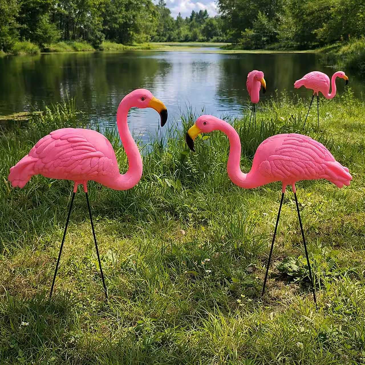 Pink Flamingos Yard Decorations - 2 Pack Extra Large 24" Tall Plastic Flamingo Statue w/Metal Stakes - Lawn Ornaments & Garden Decor for Outdoor