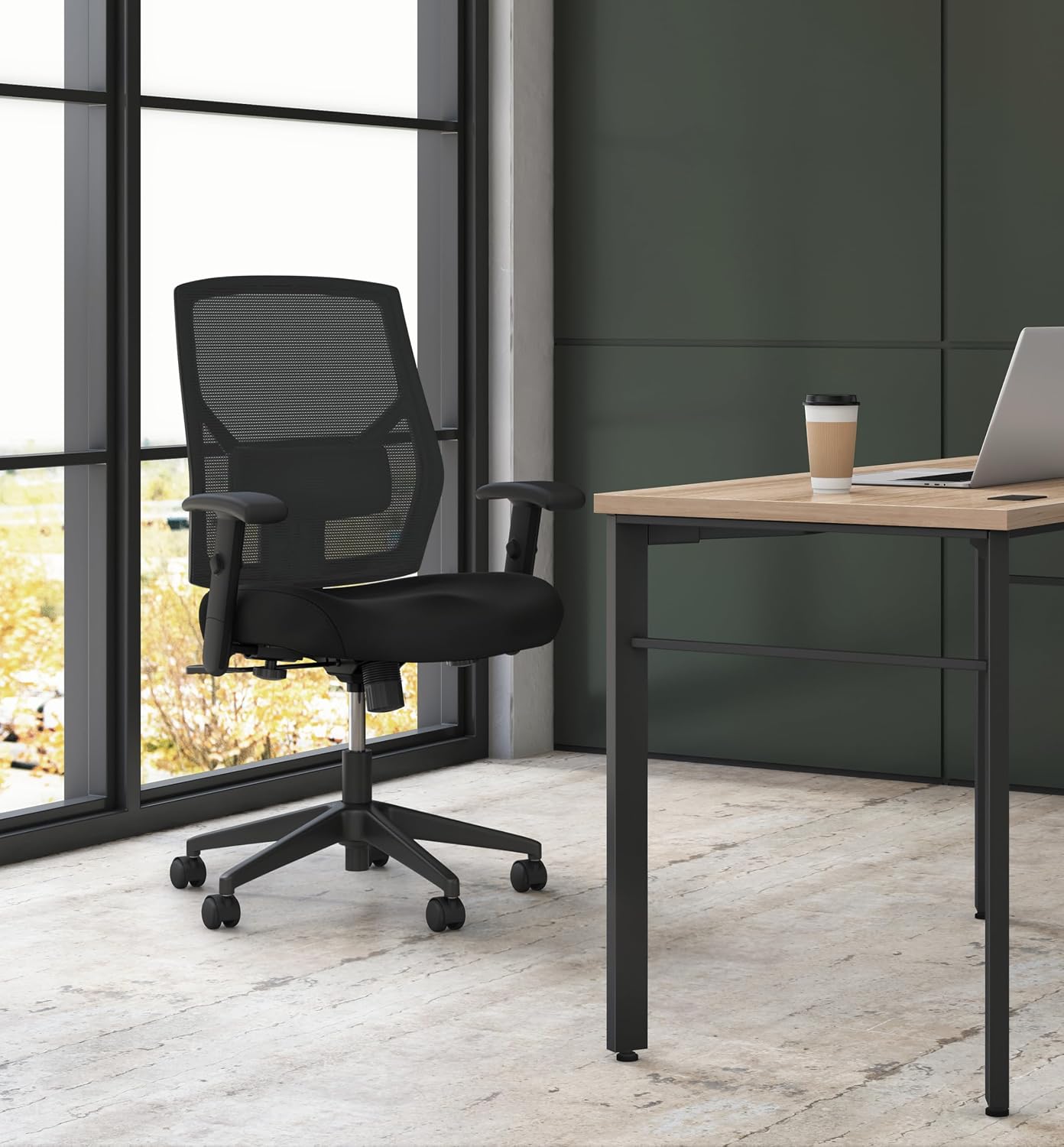 HON Crio Big and Tall Ergonomic Office Chair, Heavy Duty Desk Chair, Black | Big and tall ergonomic office desk chair for desk work, lumbar support, adjustable arms, mesh comfort, 450 lb capacity