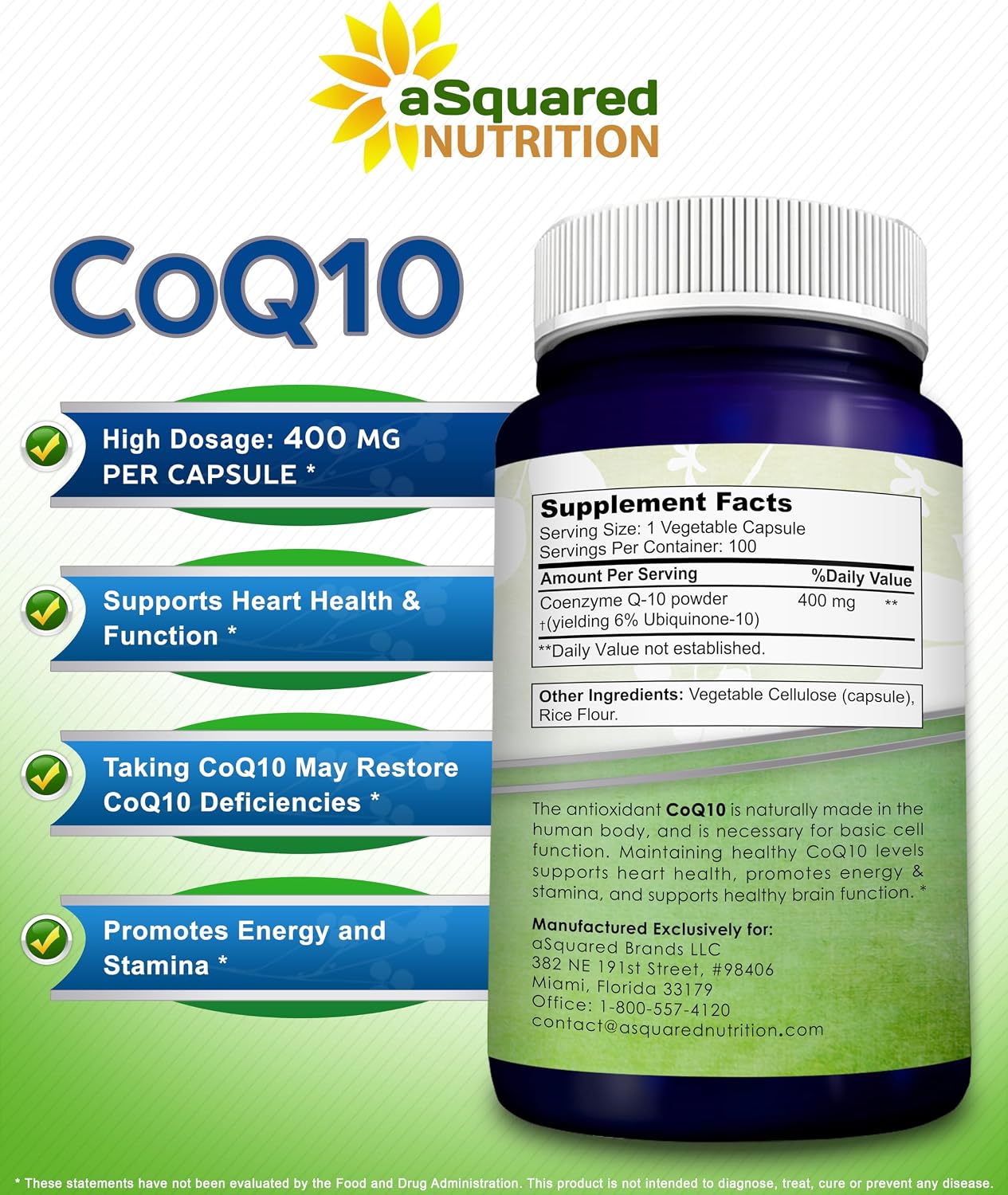 CoQ10 400mg - 200 Capsules - Co Q 10 Supplement - Coenzyme Q10 Pills - CQ10 | Max Strength CoQ 10 - High Absorption Ubiquinone Powder - CO Q-10 Enzyme Vitamin Alternative to Softgels & Gummies